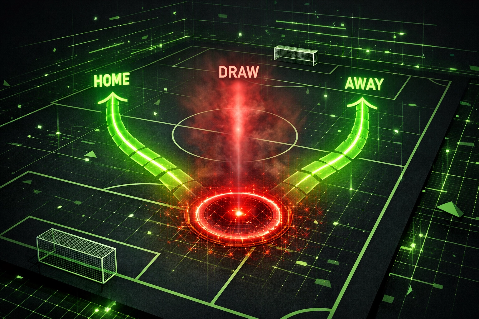 Visual representation of the 1X2 betting trap where the draw outcome increases risk and football betting variance.