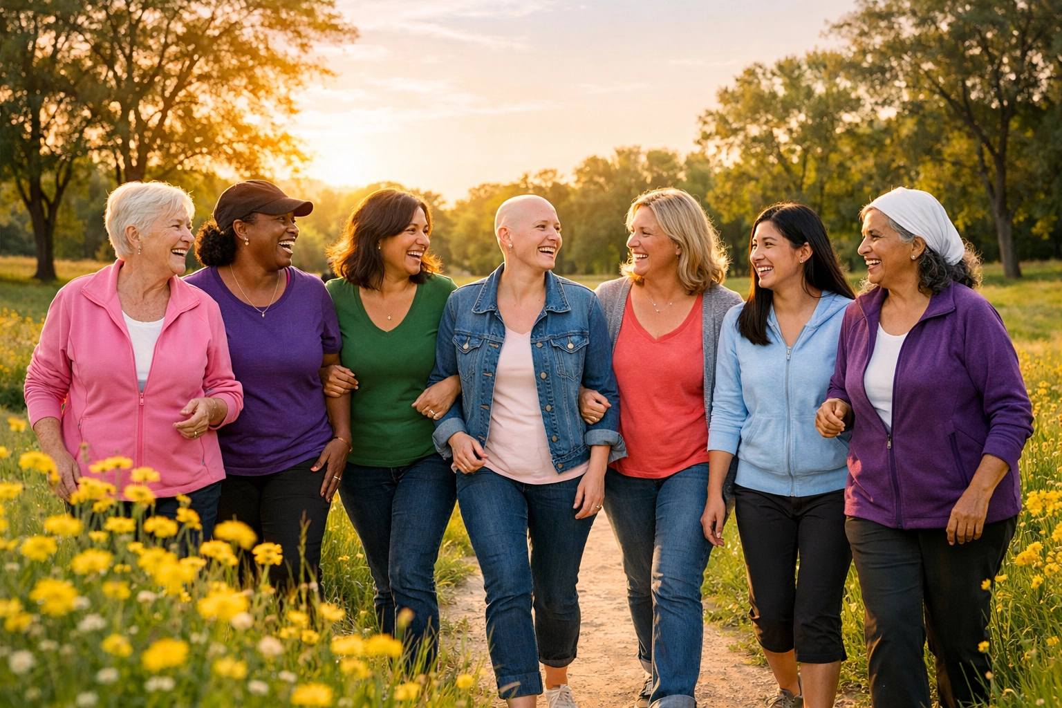 Diverse women walking together, representing community support and resilience for Women's History Month.