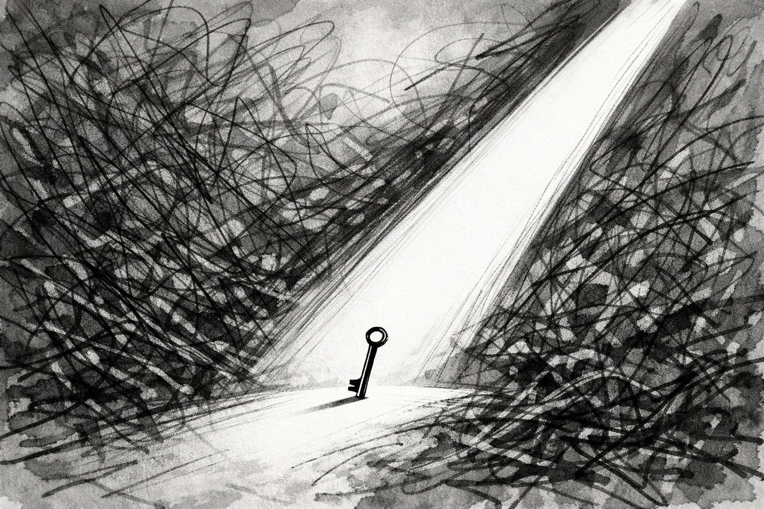 A beam of light cutting through chaotic noise to illustrate a clear brand messaging strategy.