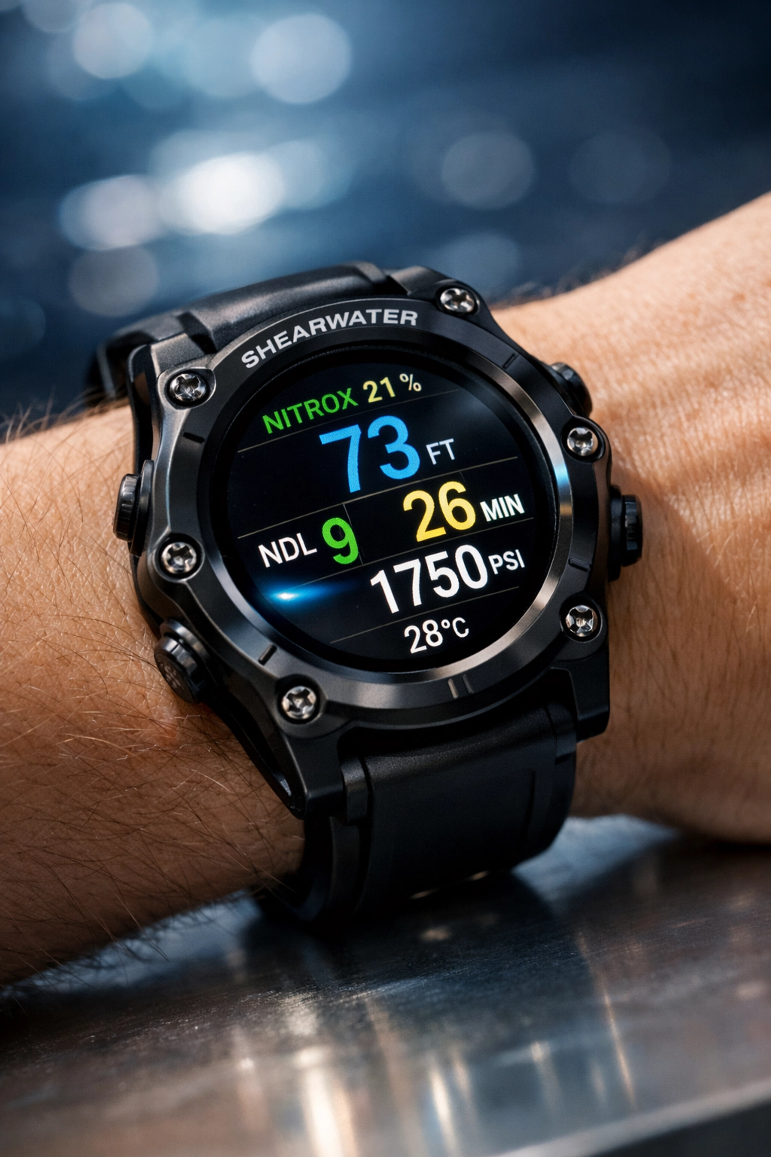 Shearwater Teric Tauchcomputer im eleganten Uhrenformat mit AMOLED-Display