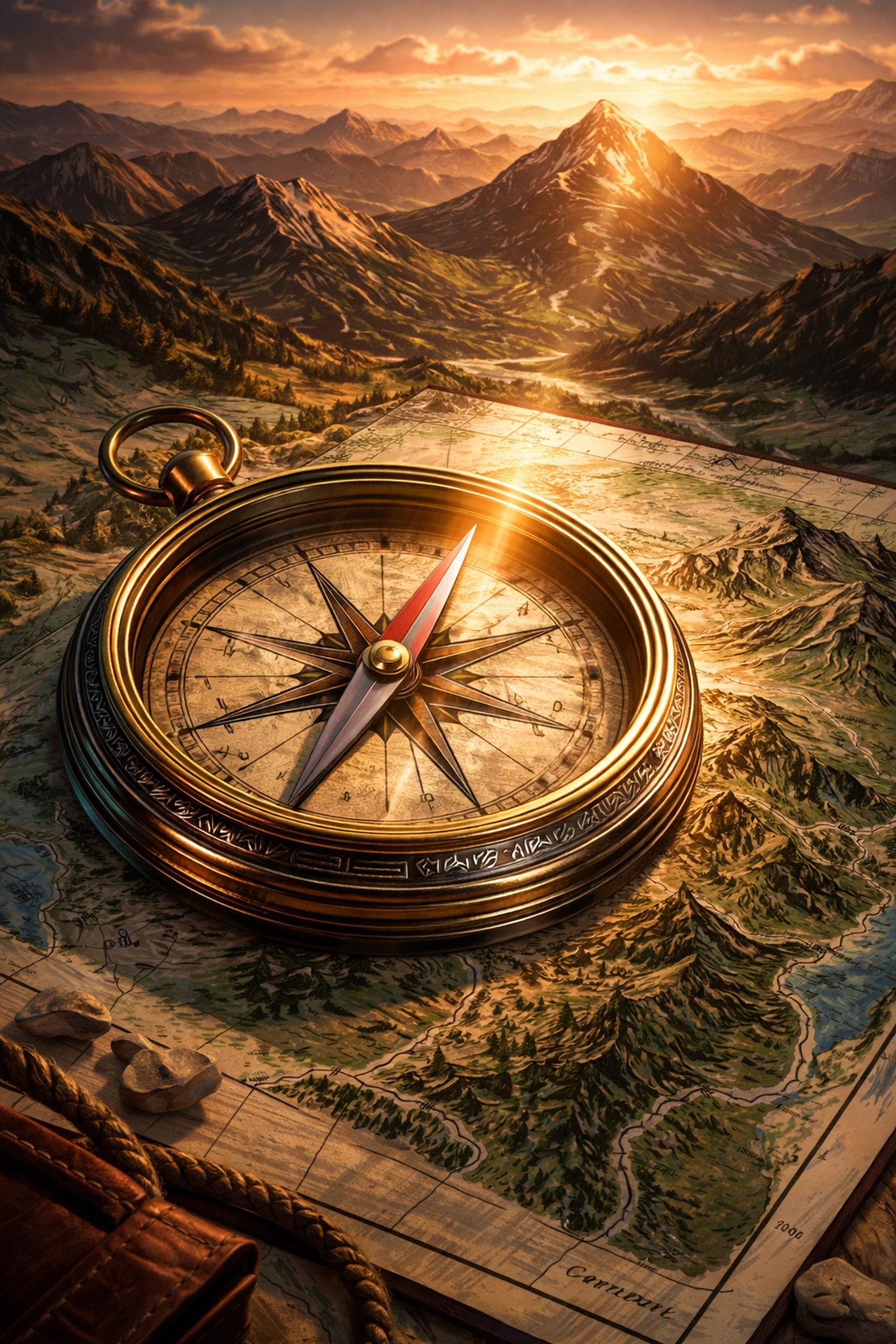 Compass on a mountainous map illustrates smart navigation of hedge fund portfolio diversification