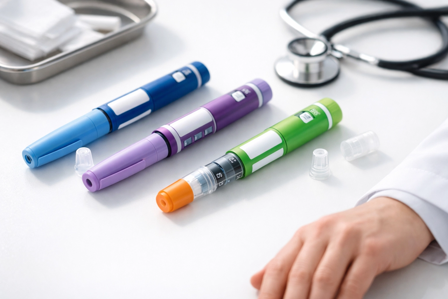 Various GLP-1 injection pens for weight loss with healthcare provider guidance