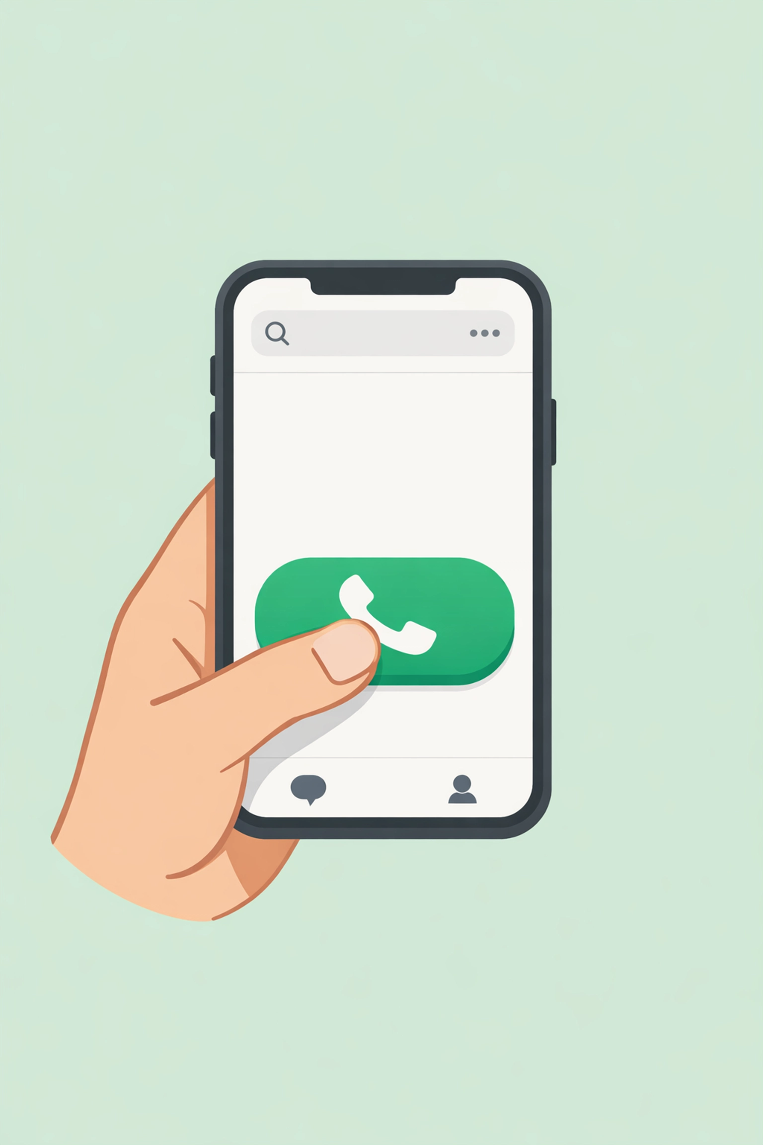 A person using their thumb to click a prominent call button on a mobile-friendly business website.
