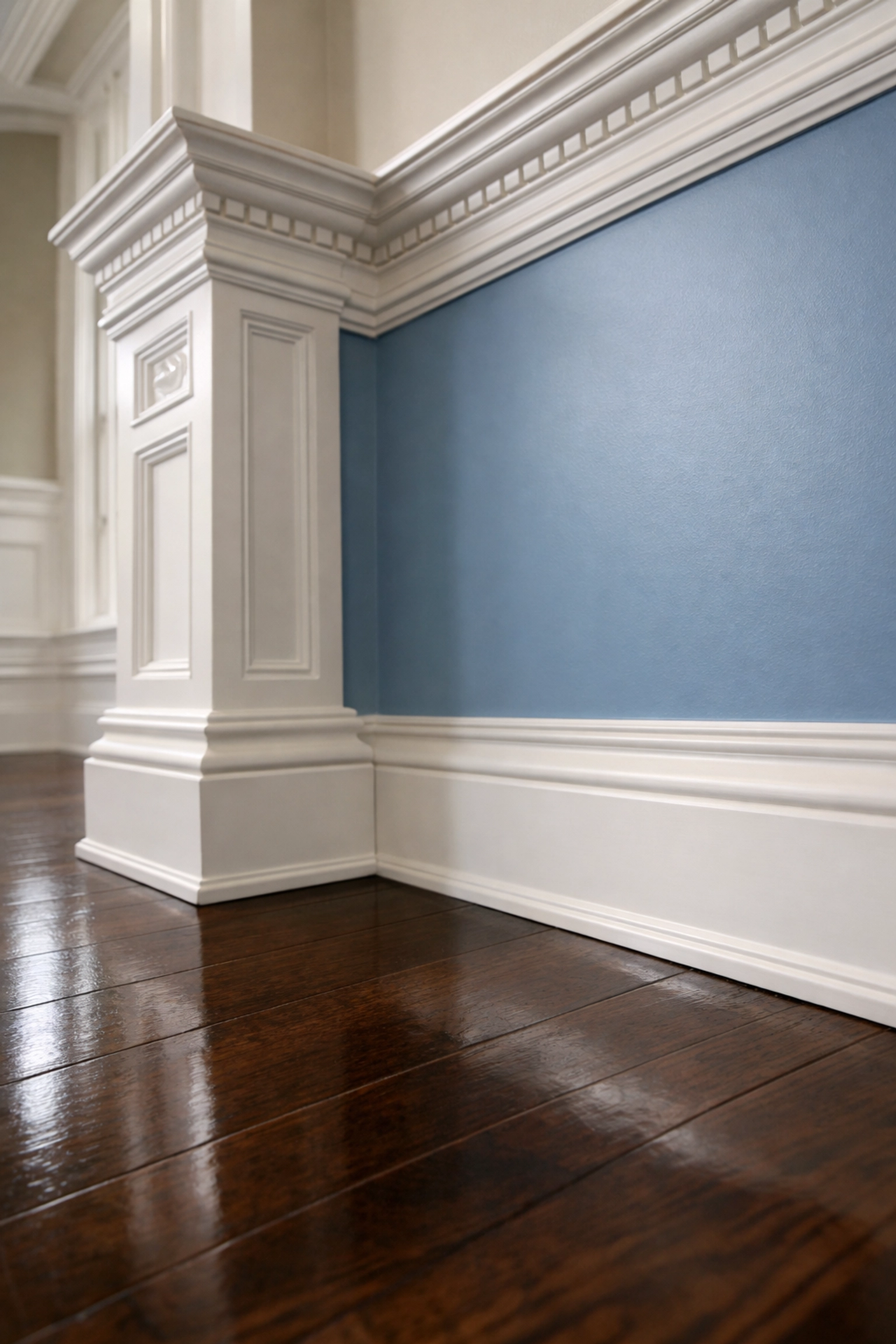 Clean hardwood floors and baseboards in a West Side home after move-out cleaning Worcester MA.