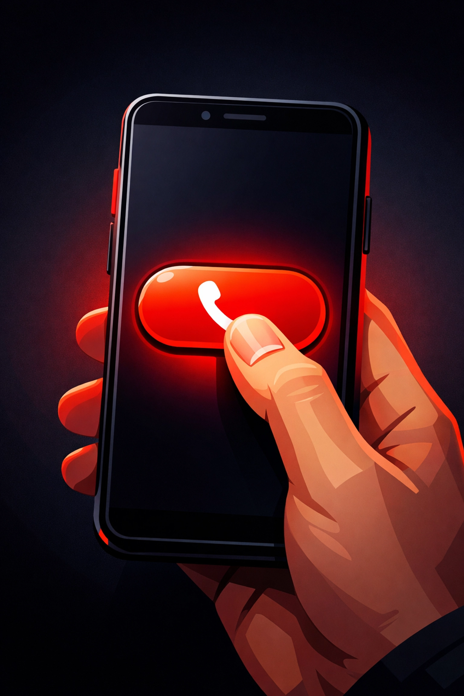 A hand pressing a large call-to-action button on a mobile-friendly tradesman website.