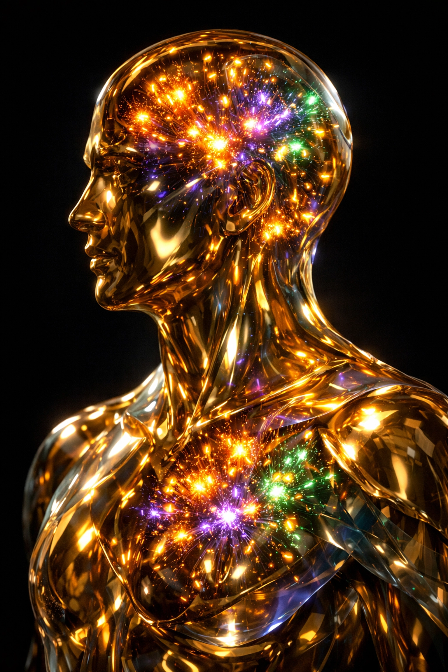 Artistic silhouette with glowing neon energy representing the release of oxytocin and sexual pleasure.