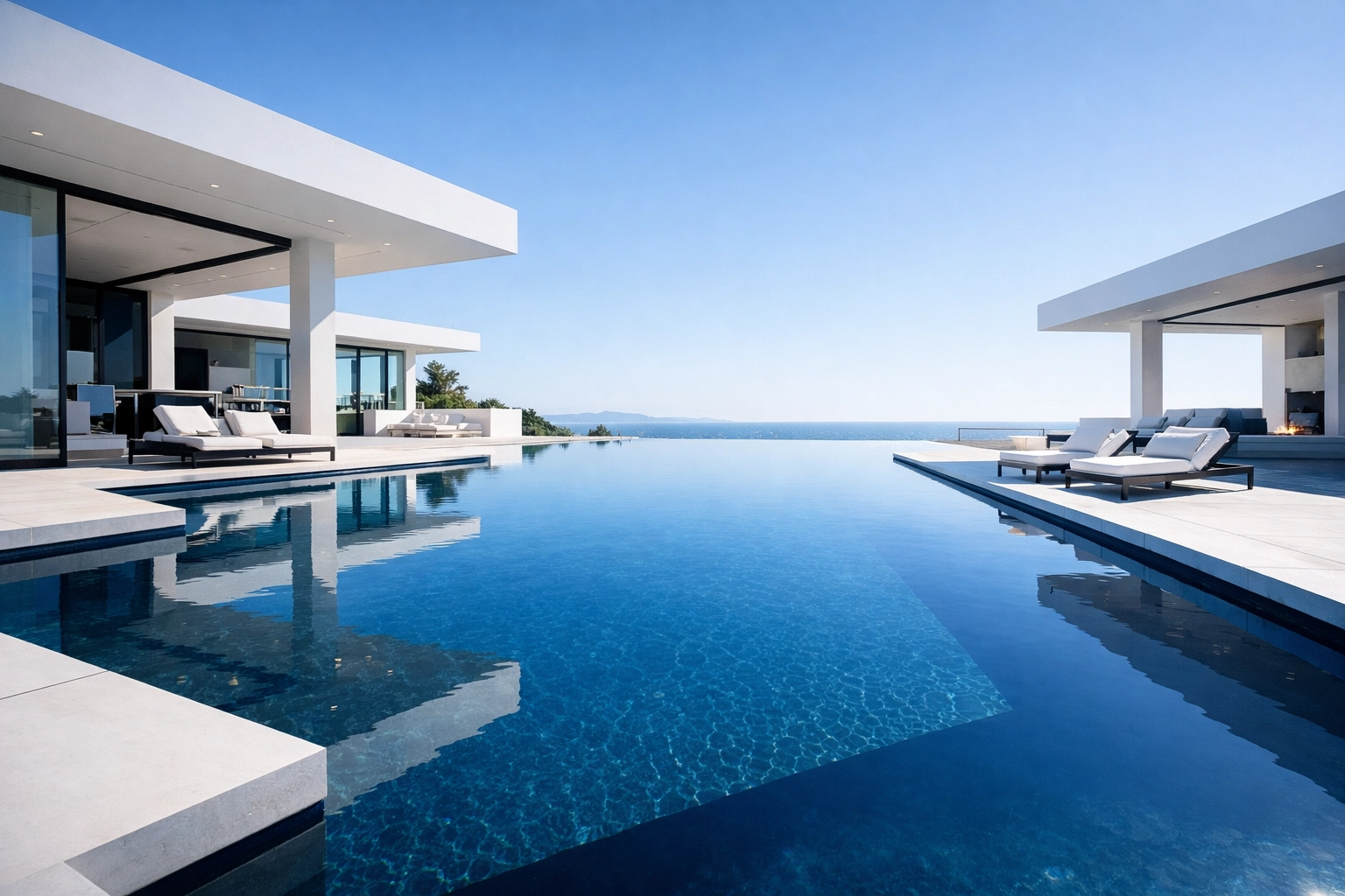 Luxury swimming pool at a high-end estate representing a successful and lucrative pool route business exit.