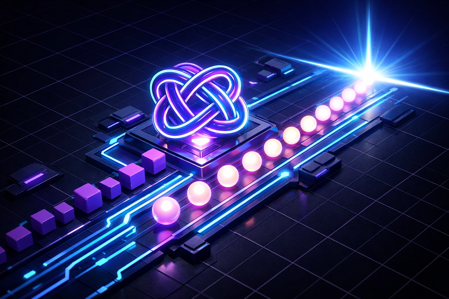 A futuristic digital flowchart representing automated business workflows and streamlined growth capacity.