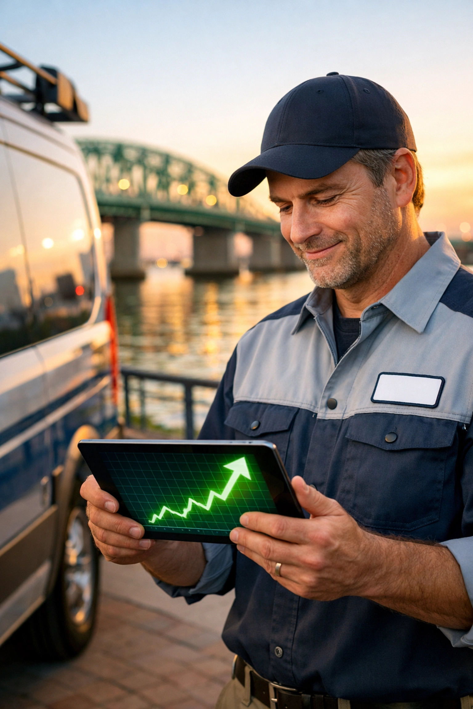Bradenton service business owner reviewing a professional business appraisal growth chart.