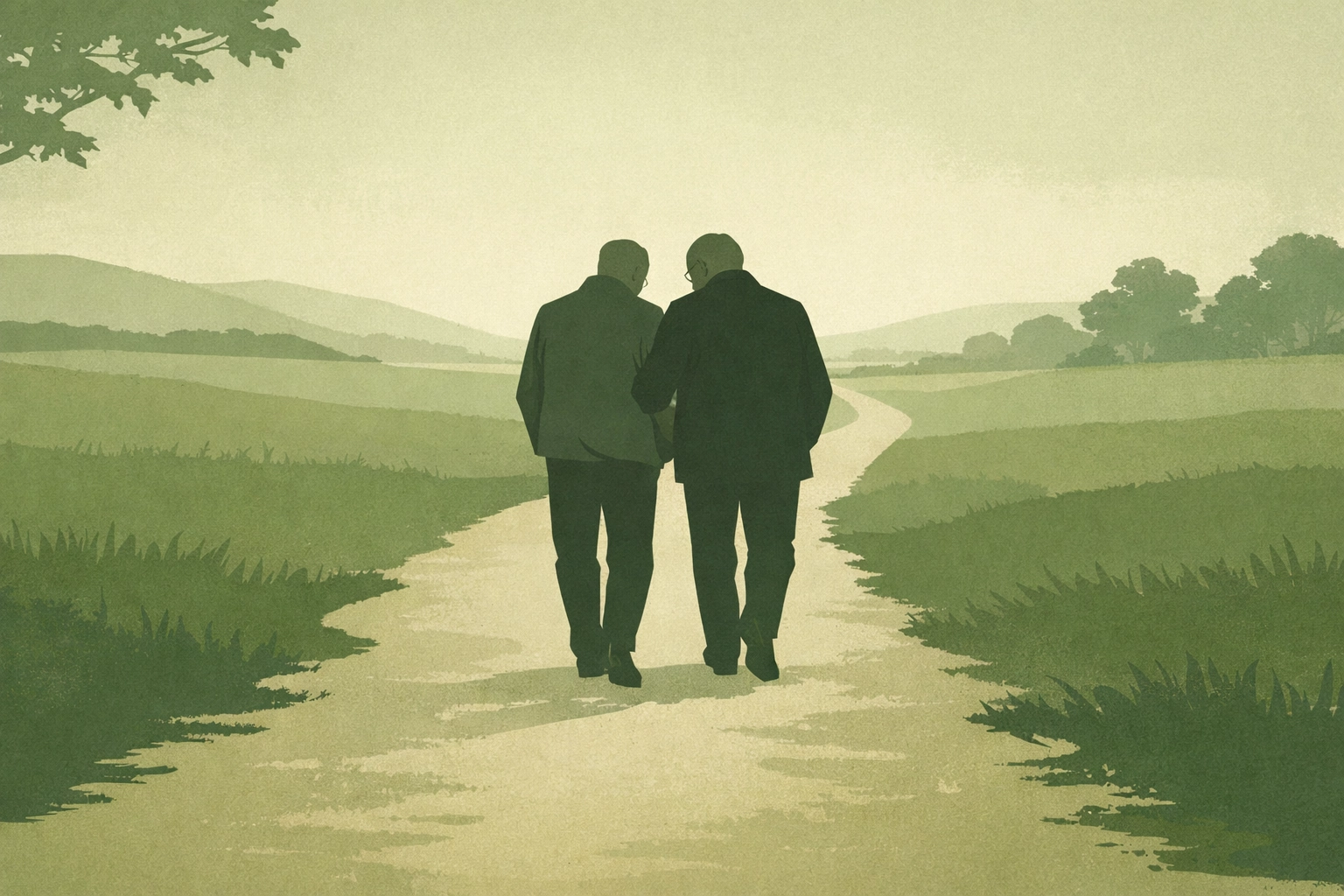 Two mature men walking together, symbolizing the emotional journey and resilience in MM romance novels.