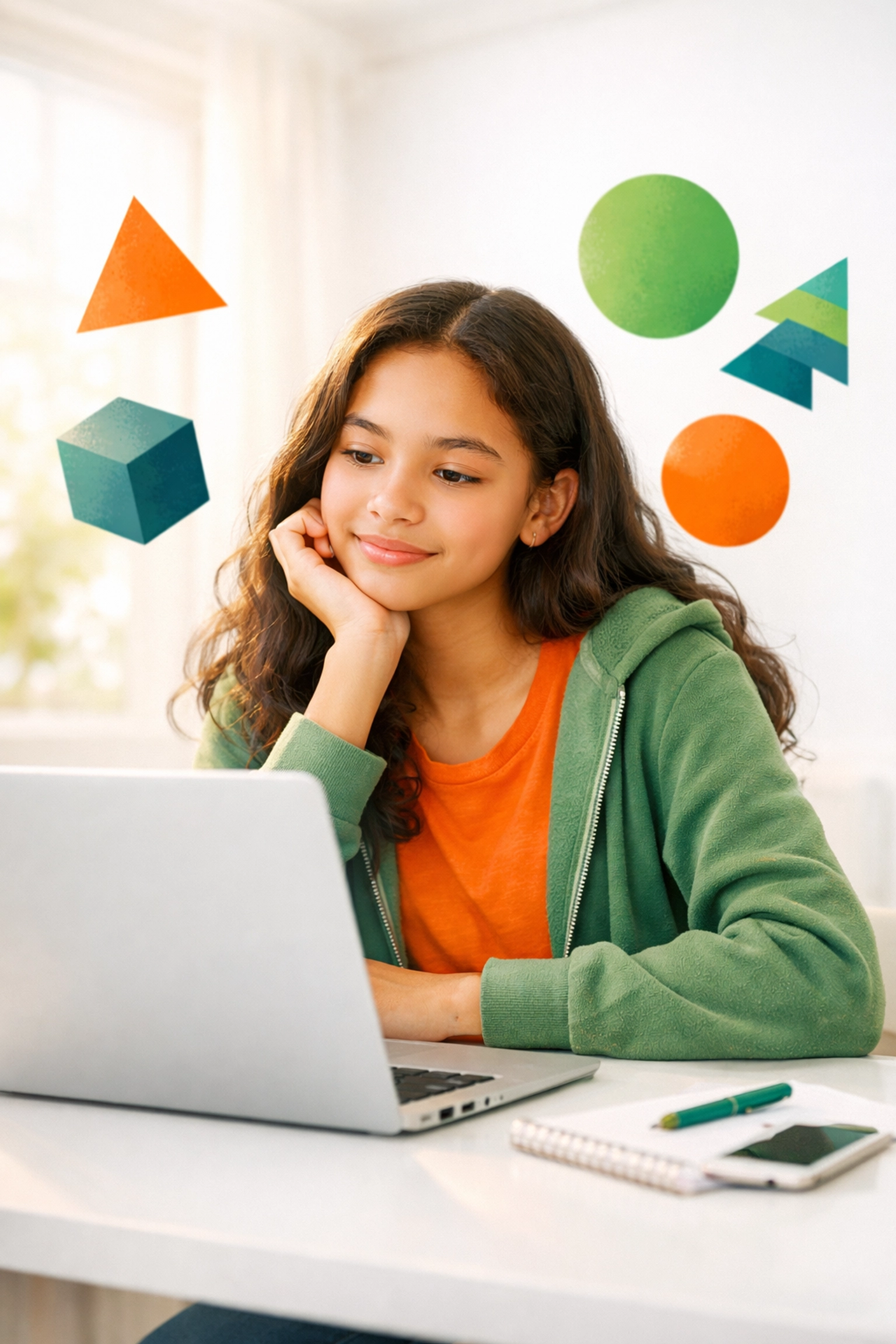 Teen girl learning digital safety skills on laptop