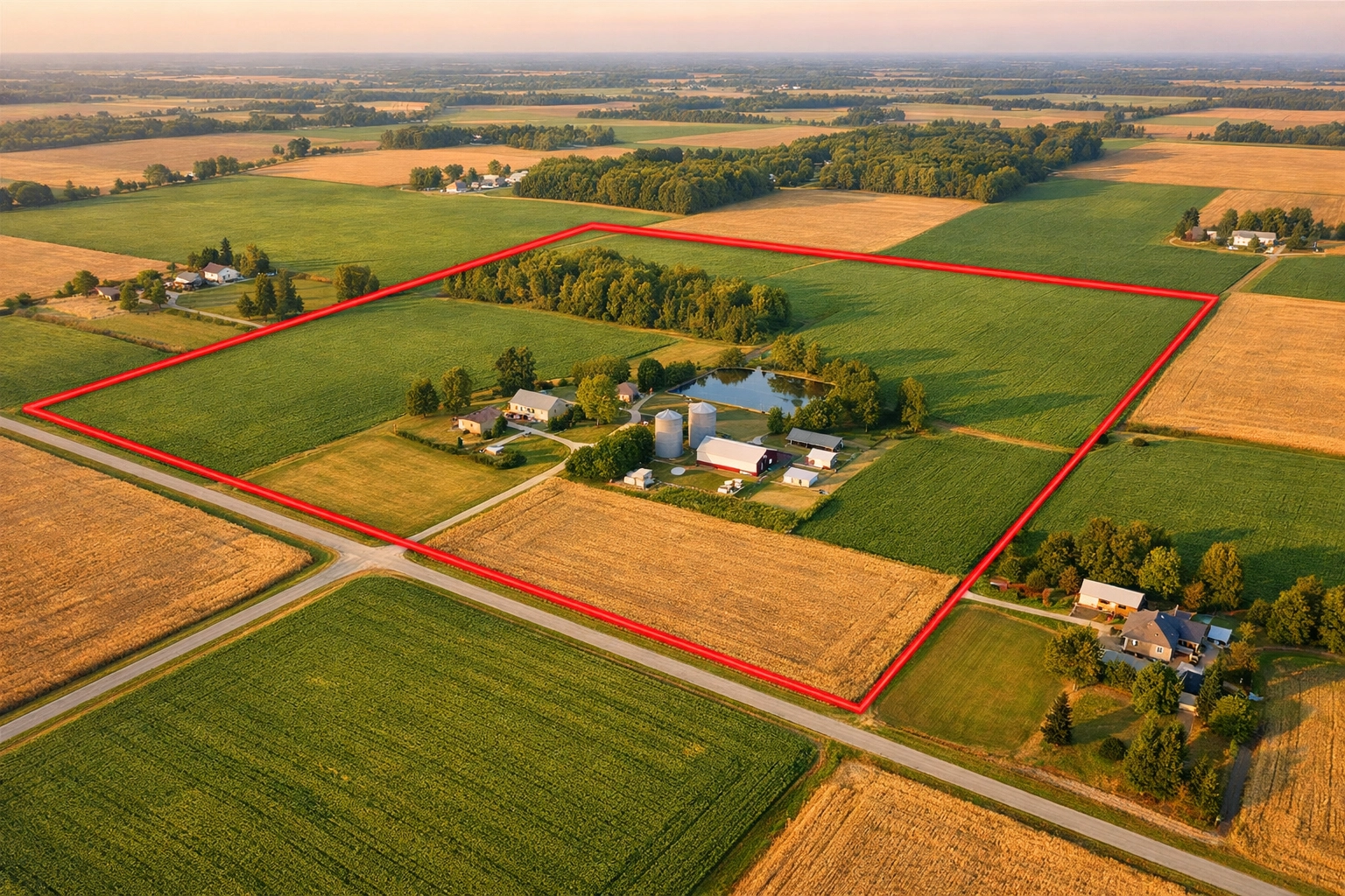 Well-maintained Indiana farmland with clear property boundaries for accurate land valuation