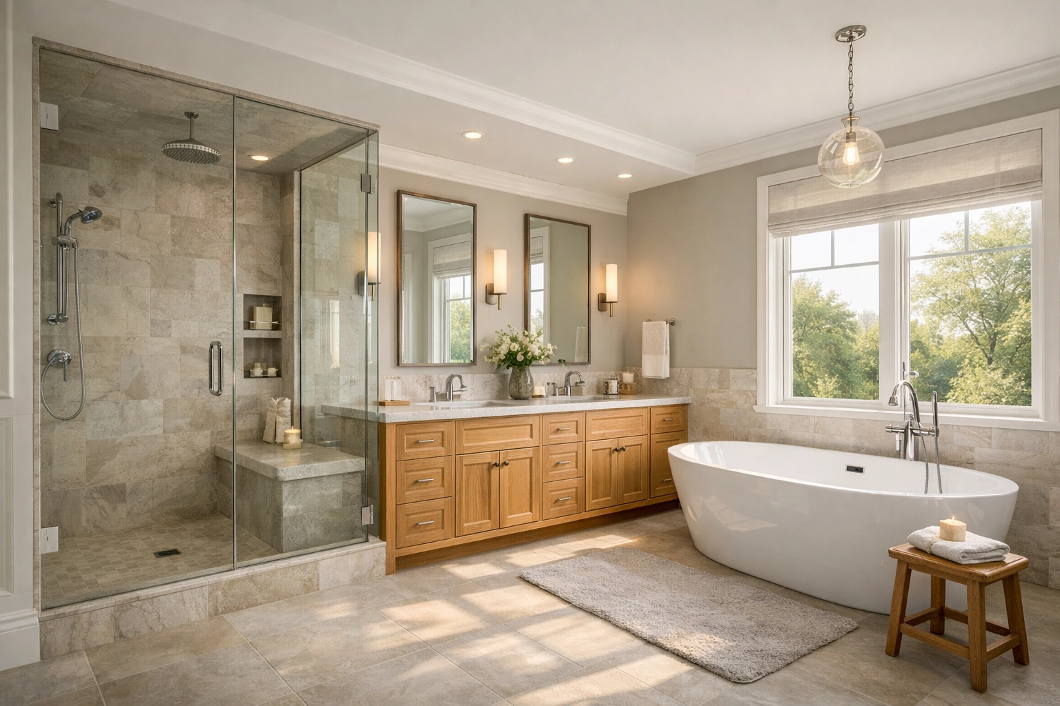 Spacious master bathroom with soaking tub, highlighting the return on bathroom remodel cost investment.
