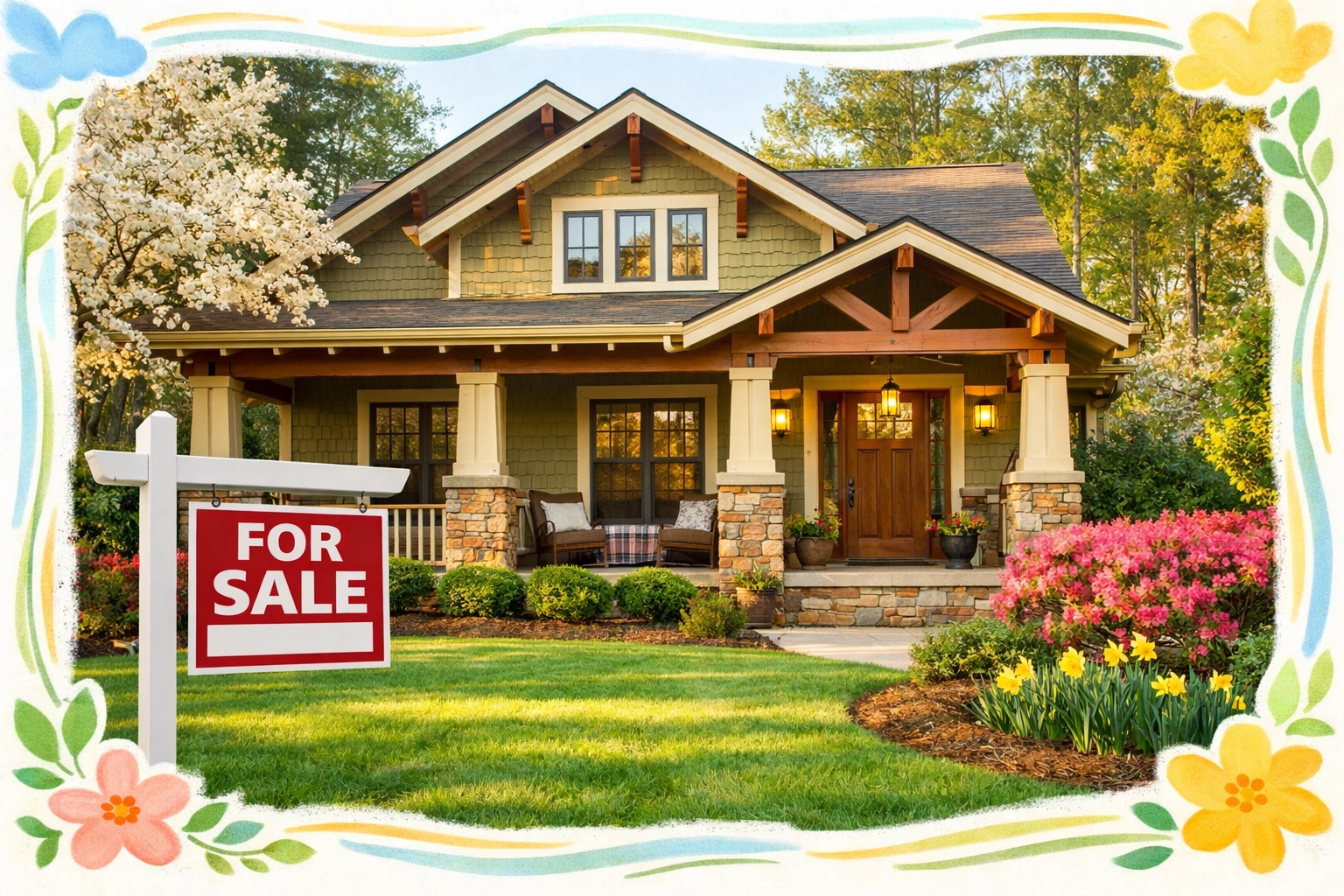 Craftsman home for sale in North Metro Atlanta neighborhood with welcoming front porch