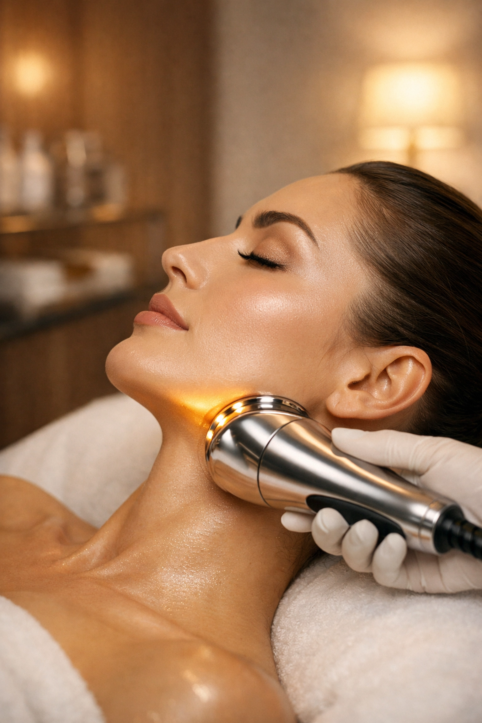 Moderne Gesichtsbehandlung Wien: RF Lifting im Kosmetikstudio für straffe Konturen und zeitlose Haut.