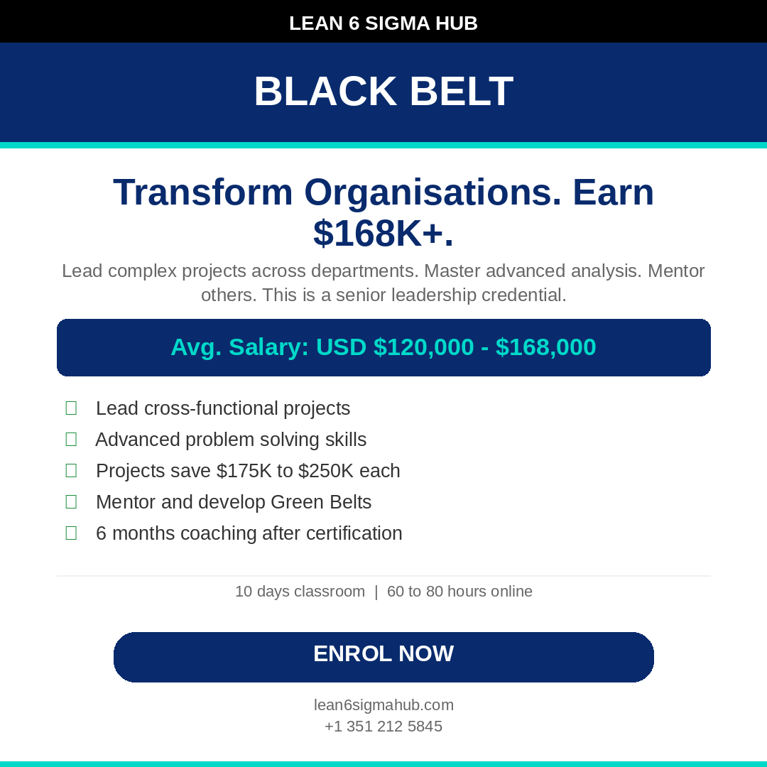 Lean 6 Sigma Hub Black Belt Course Promotion