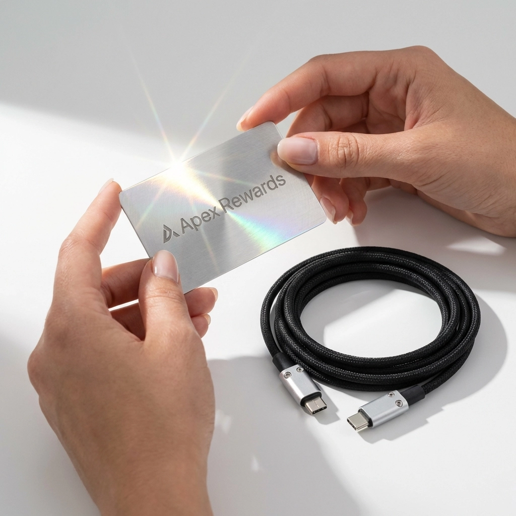 Premium metal gift card with custom engraving &mdash; USA-made promotional item