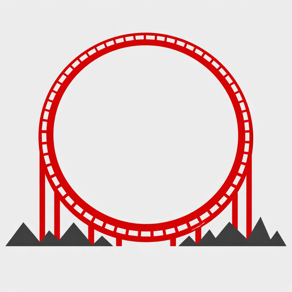 The Ultimate Guide to the Funnest Family Travel Activities in 2026 4 Stylized red roller coaster loop at a family theme park against a minimalist skyline.