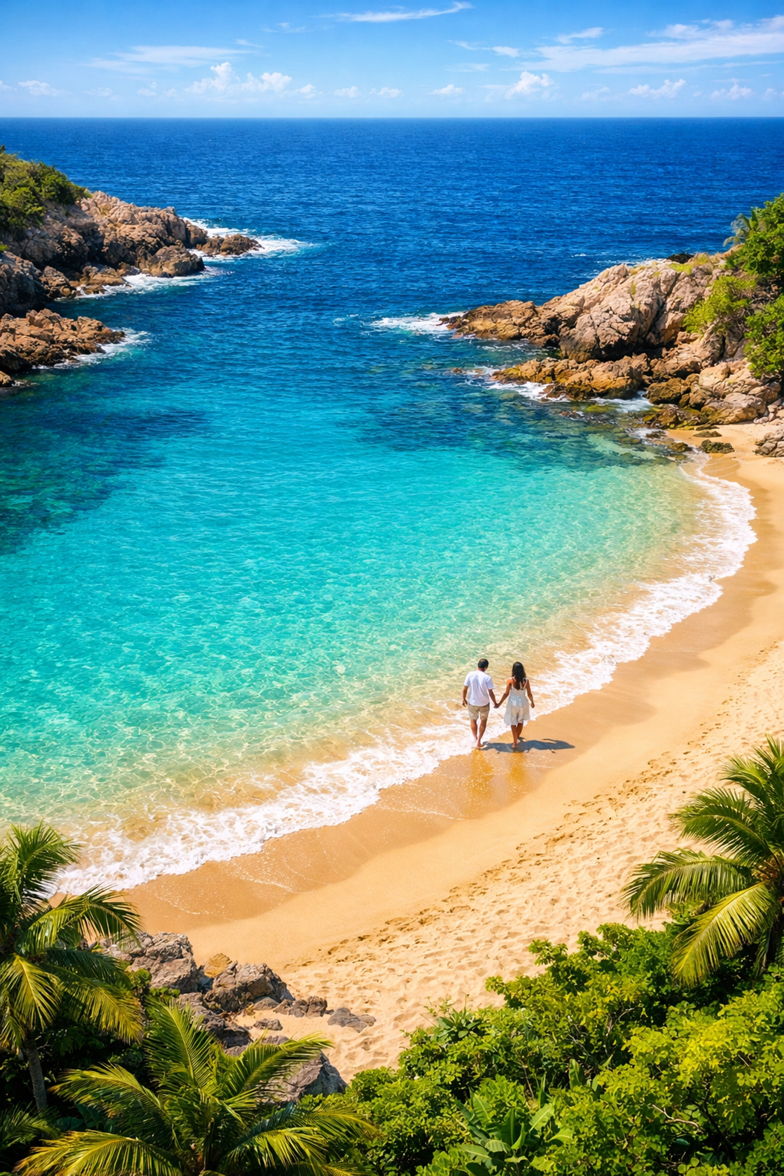 Secluded beach cove with turquoise waters in Amapas Puerto Vallarta perfect for couples