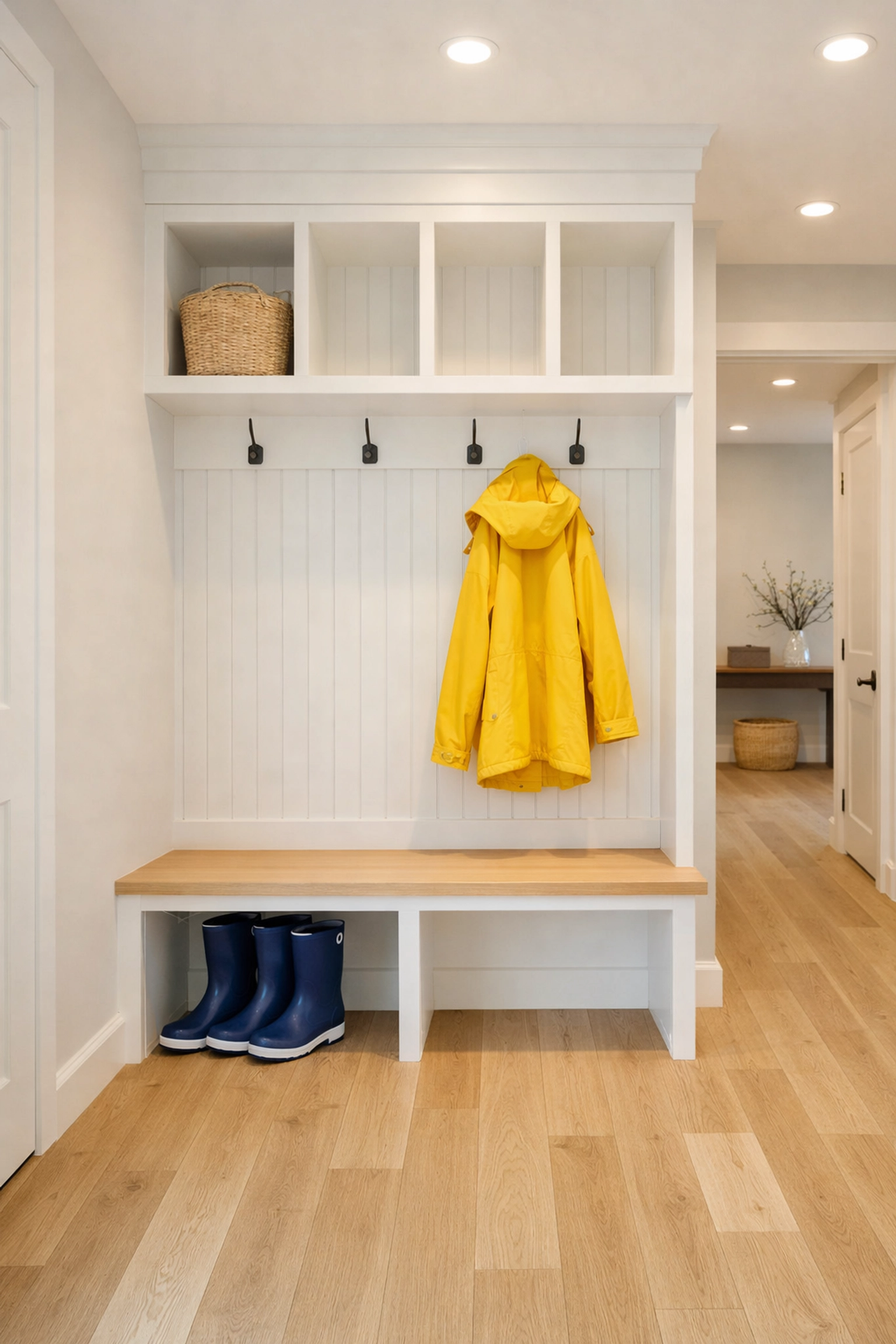 Organized and spotless home entryway in Sharon serviced by local professional cleaners in Sharon.