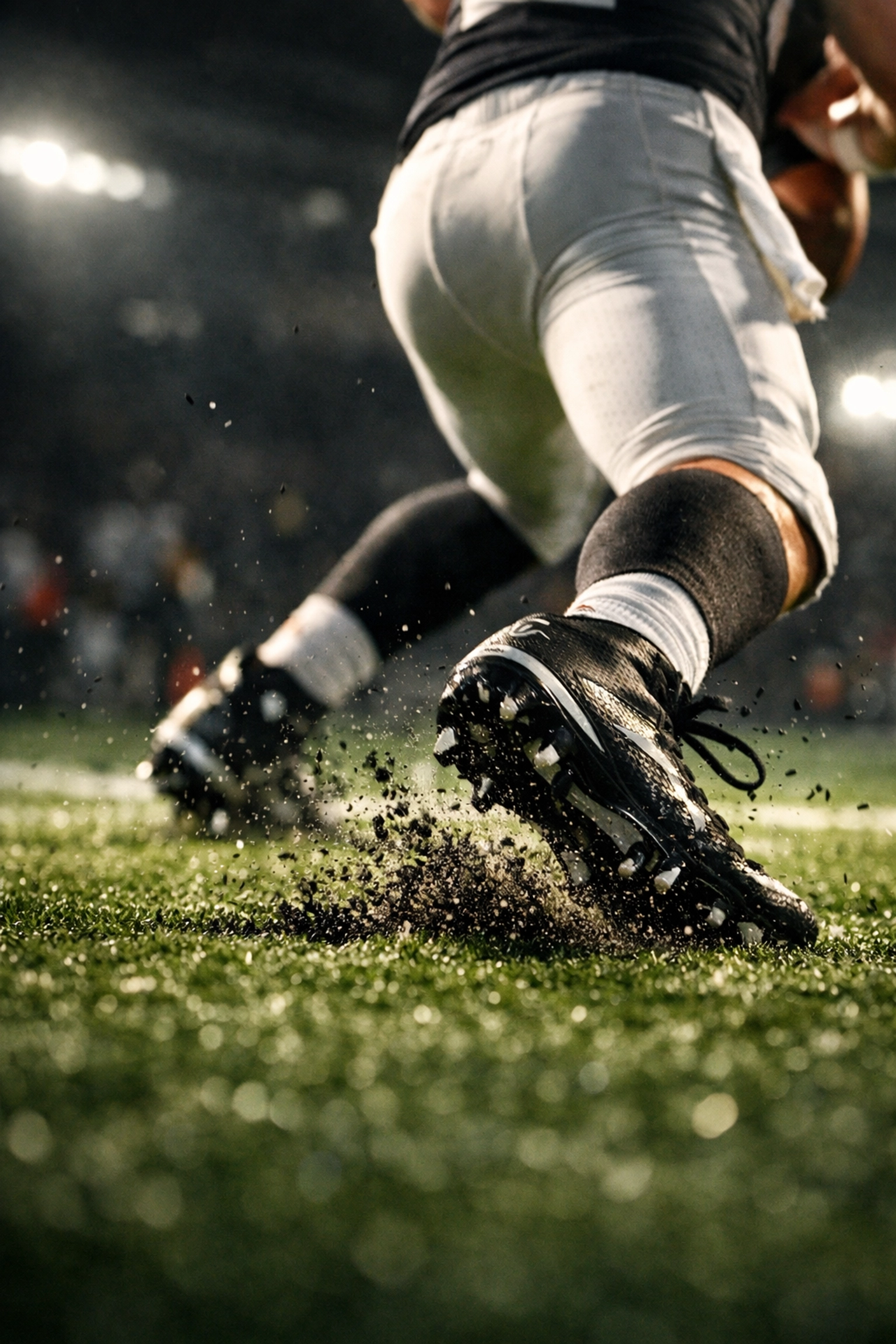 Quarterback footwork drills showing cleats on turf during Capital QB spring training camp in Ottawa.
