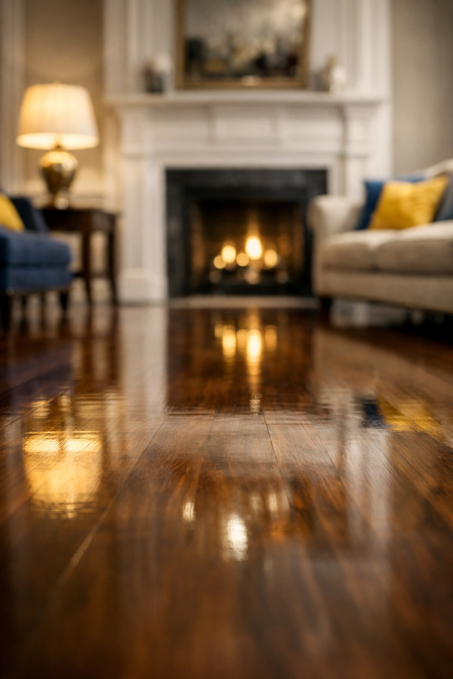 Historic home living room with polished floors after professional move-out cleaning Worcester services.
