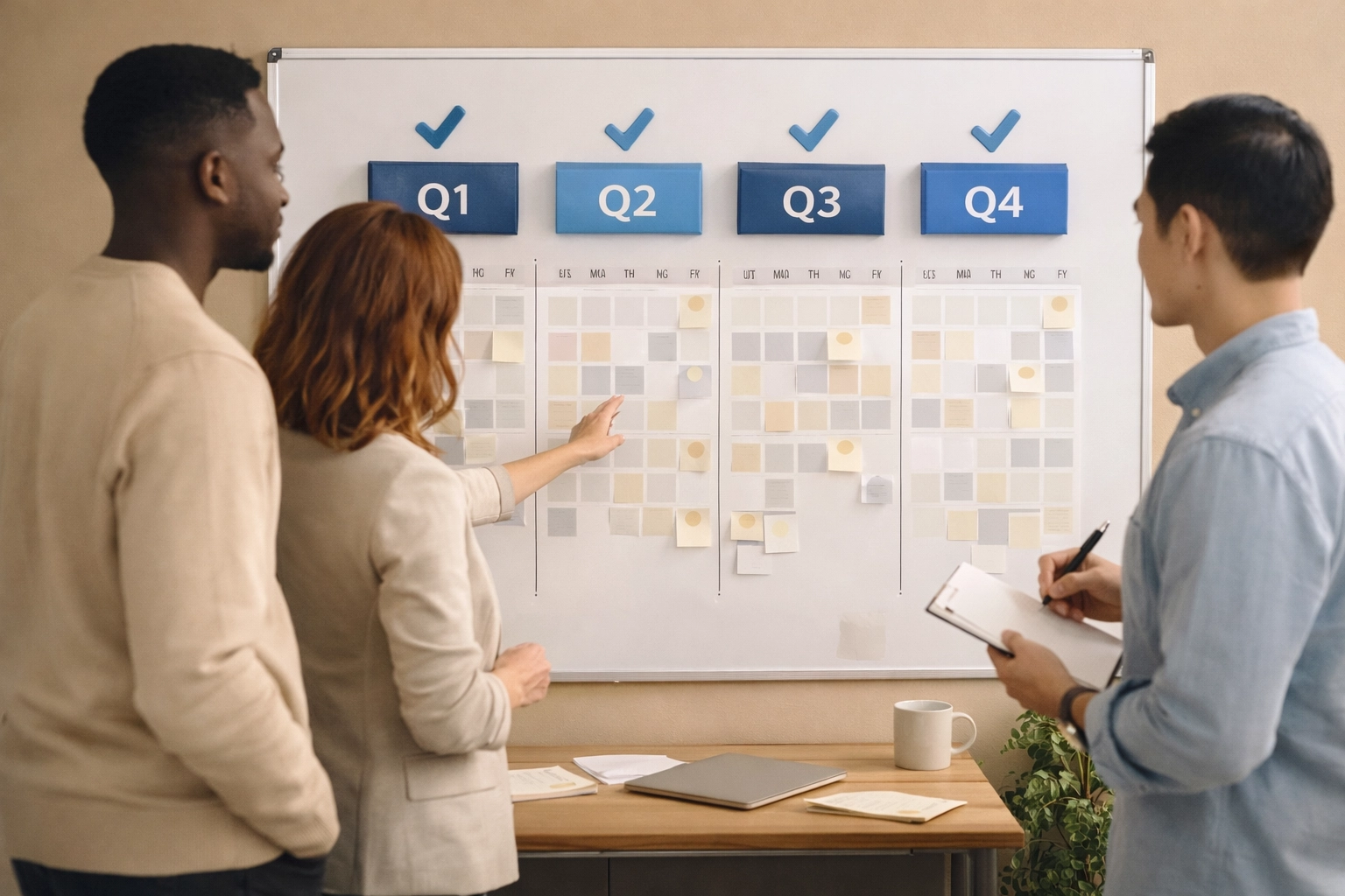 Quarterly calendar showing S corp payroll tax filing deadlines for all four quarters