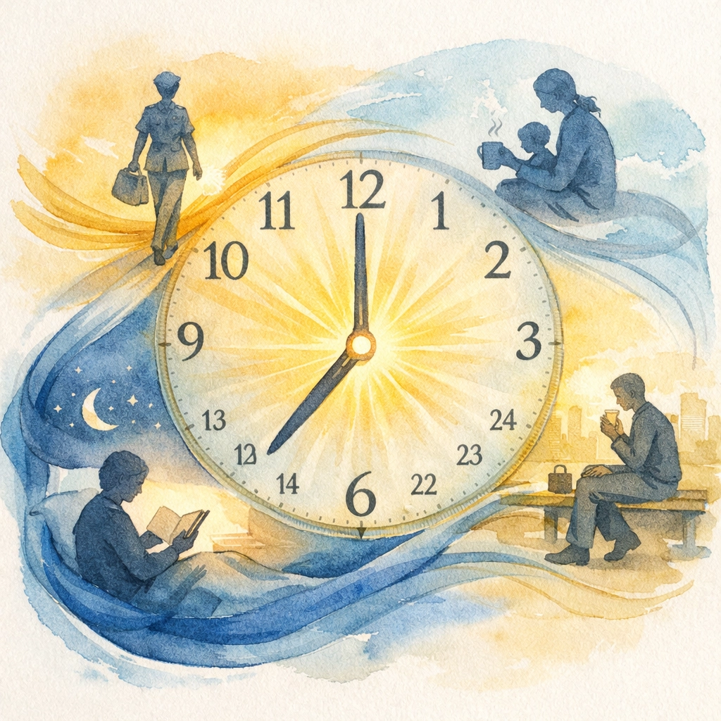 24-hour clock showing people engaging with faith content throughout the day and night