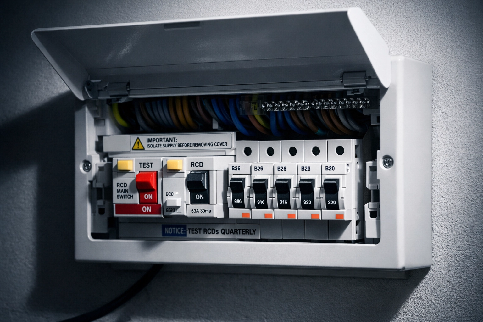 Open UK consumer unit showing circuit breakers - signs you need emergency electrician Bournemouth