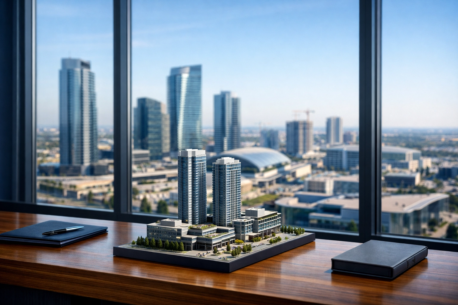 Modern high-rise interior overlooking Vaughan Metropolitan Centre condos for sale and urban development.