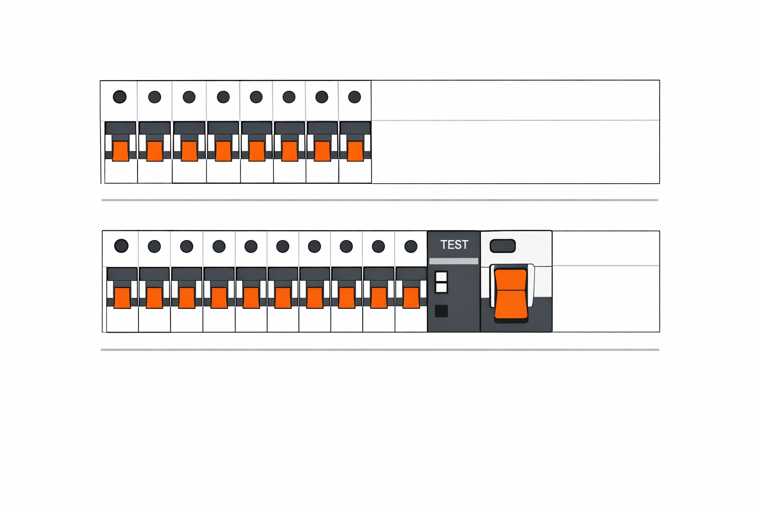Moderner Unterverteiler mit FI-Schutzschalter für sichere Elektroinstallationen in NÖ.