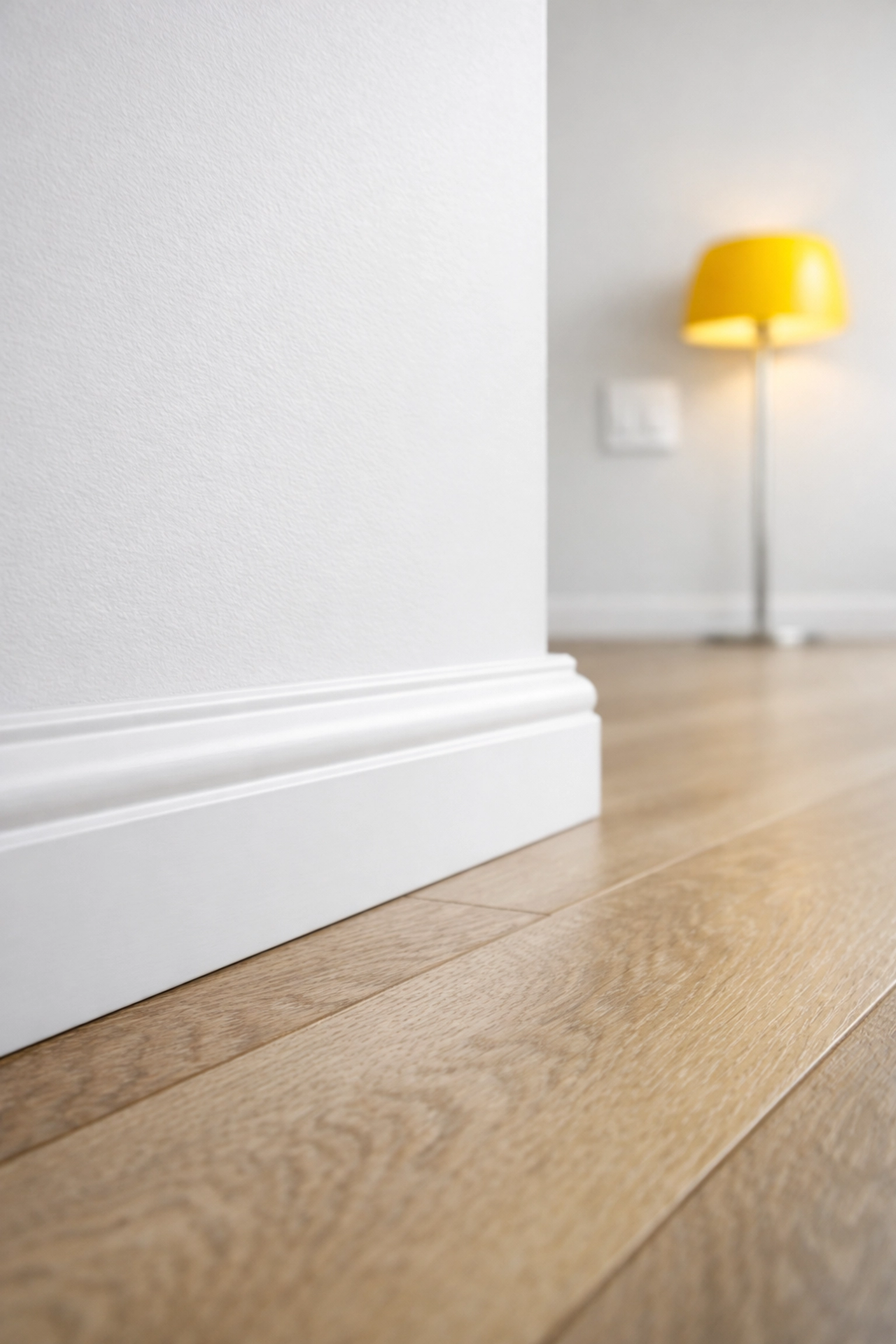 Close-up of clean baseboards and wood floors after expert apartment cleaning in Boston move-out service.