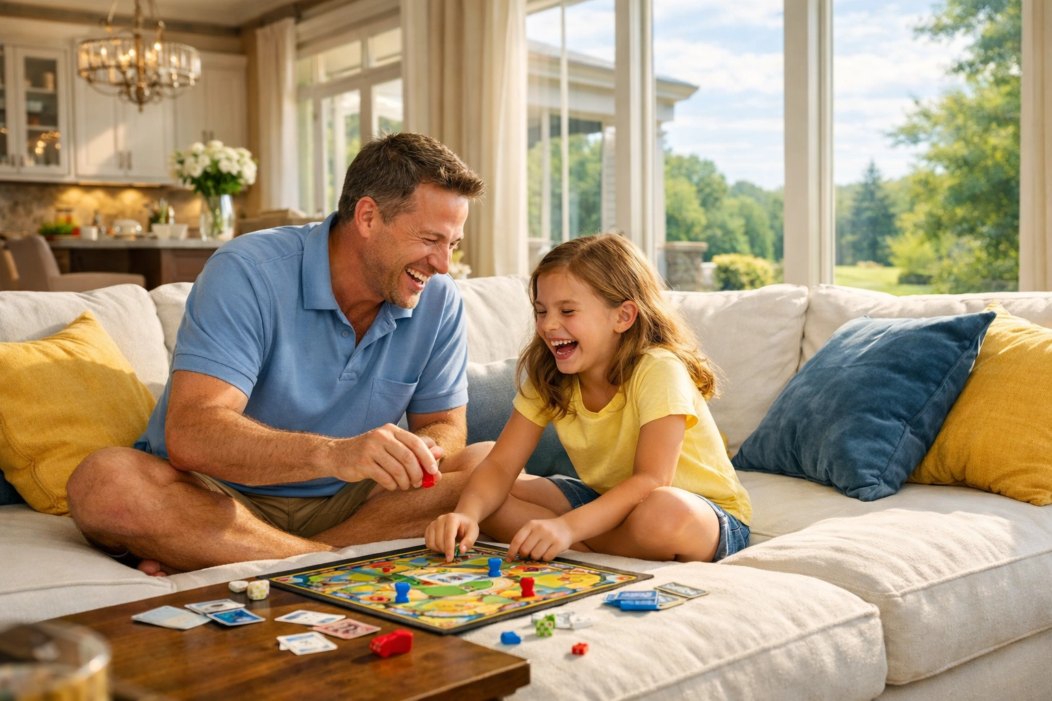 Westford family relaxing in a clean home maintained by professional weekly house cleaning Westford services.