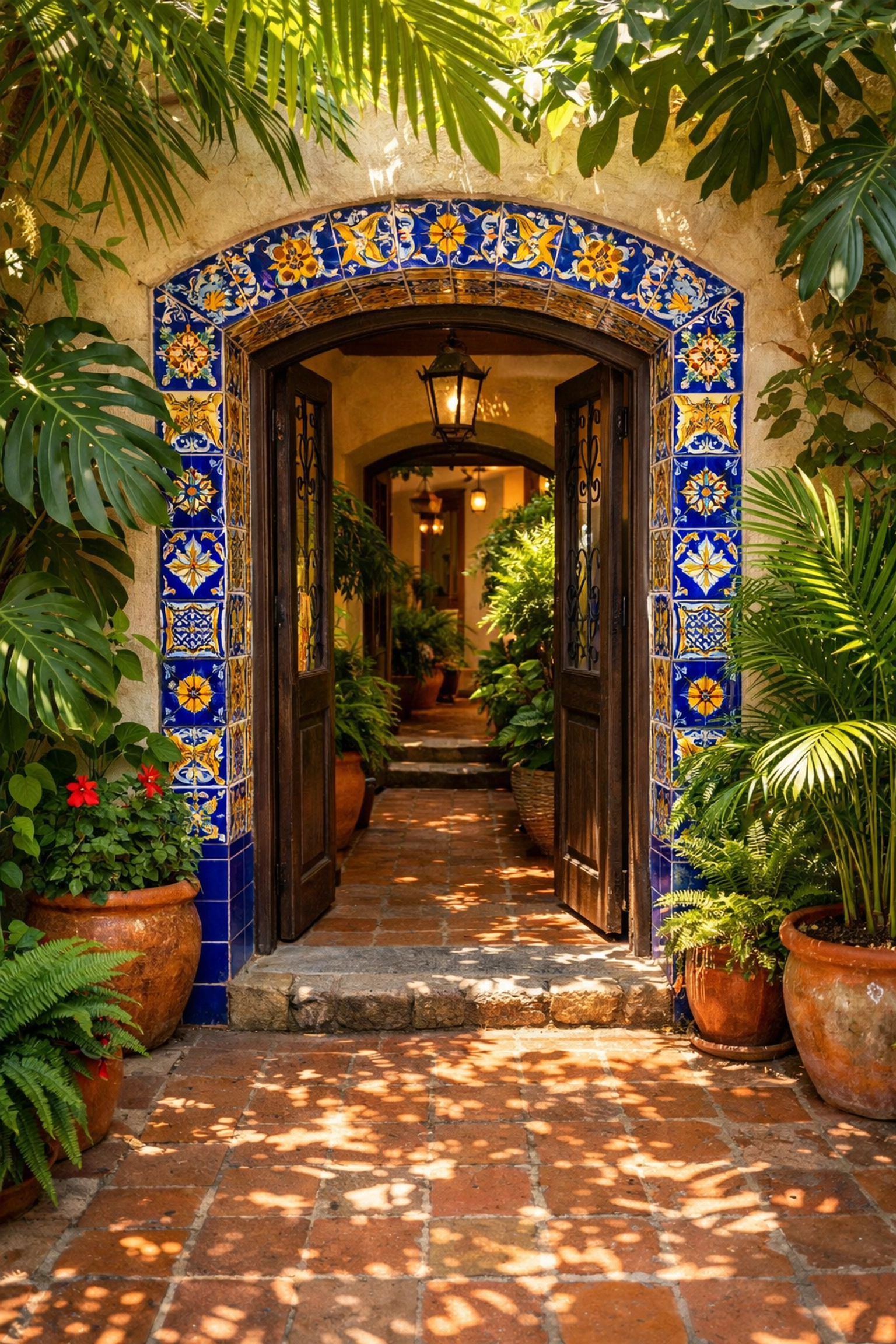 A hidden garden entrance to a boutique rental building in Old Town Puerto Vallarta.