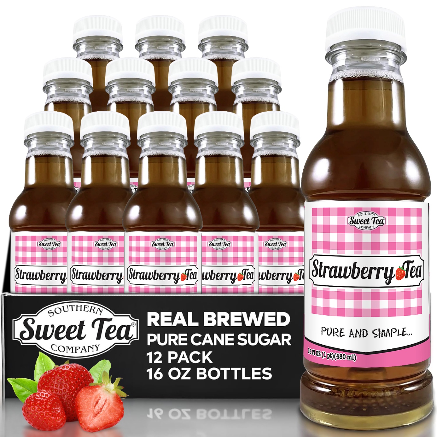 Southern Sweet Tea Company Strawberry Tea 12-Pack — sweet tea in bottle