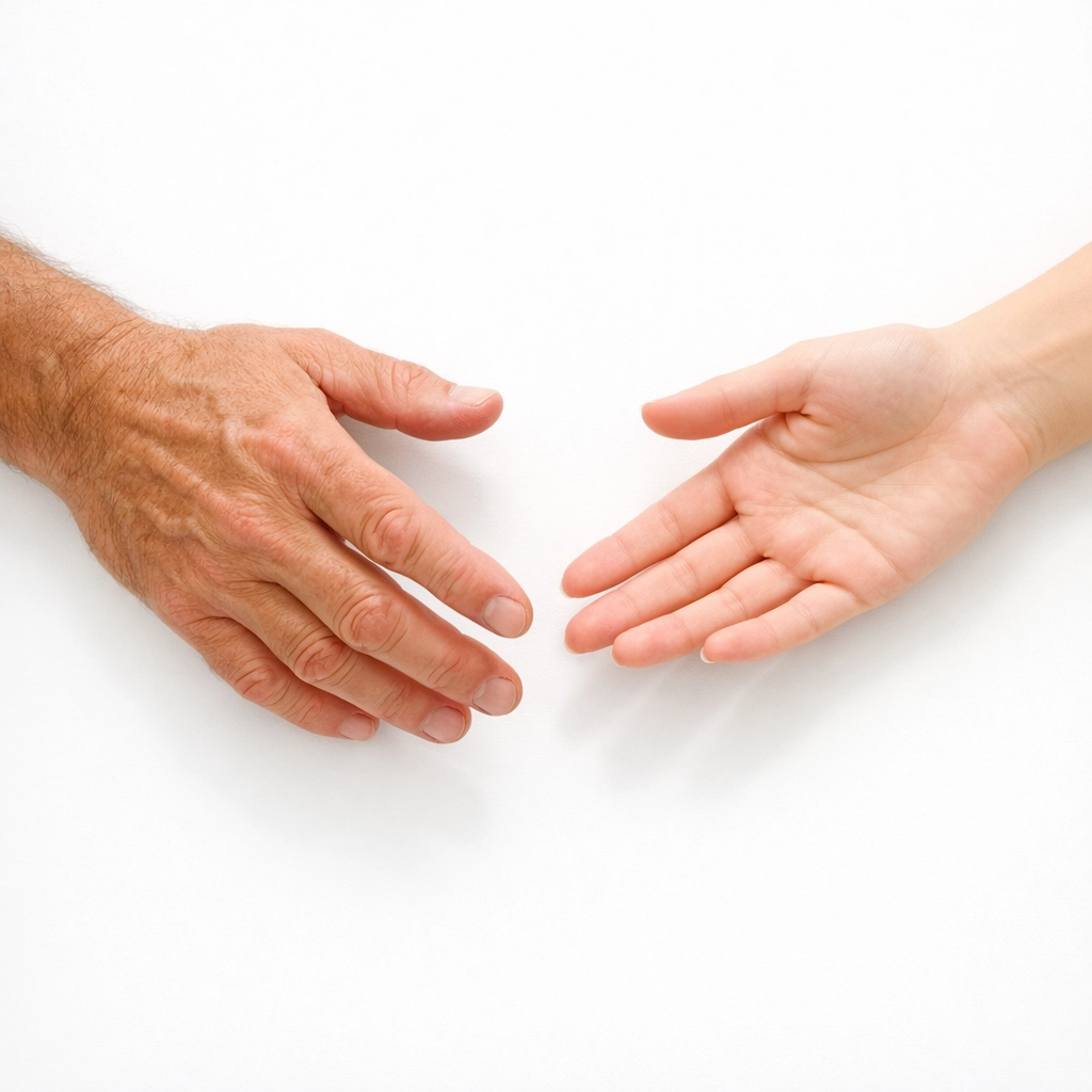Two hands reaching toward each other symbolizing veteran support and connection