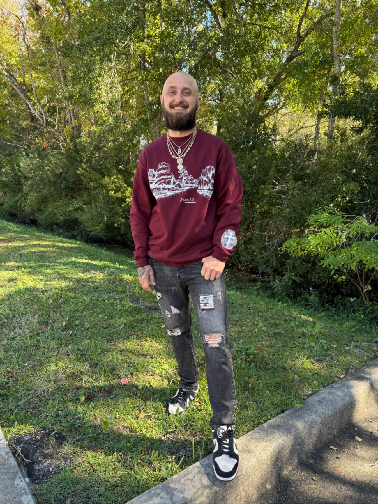 Custom-Printed Maroon Sweatshirt Model