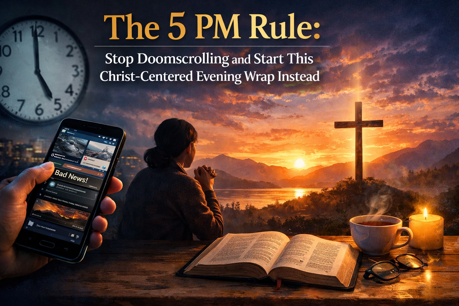 [HERO] The 5 PM Rule: Stop Doomscrolling and Start This Christ-Centered Evening Wrap Instead