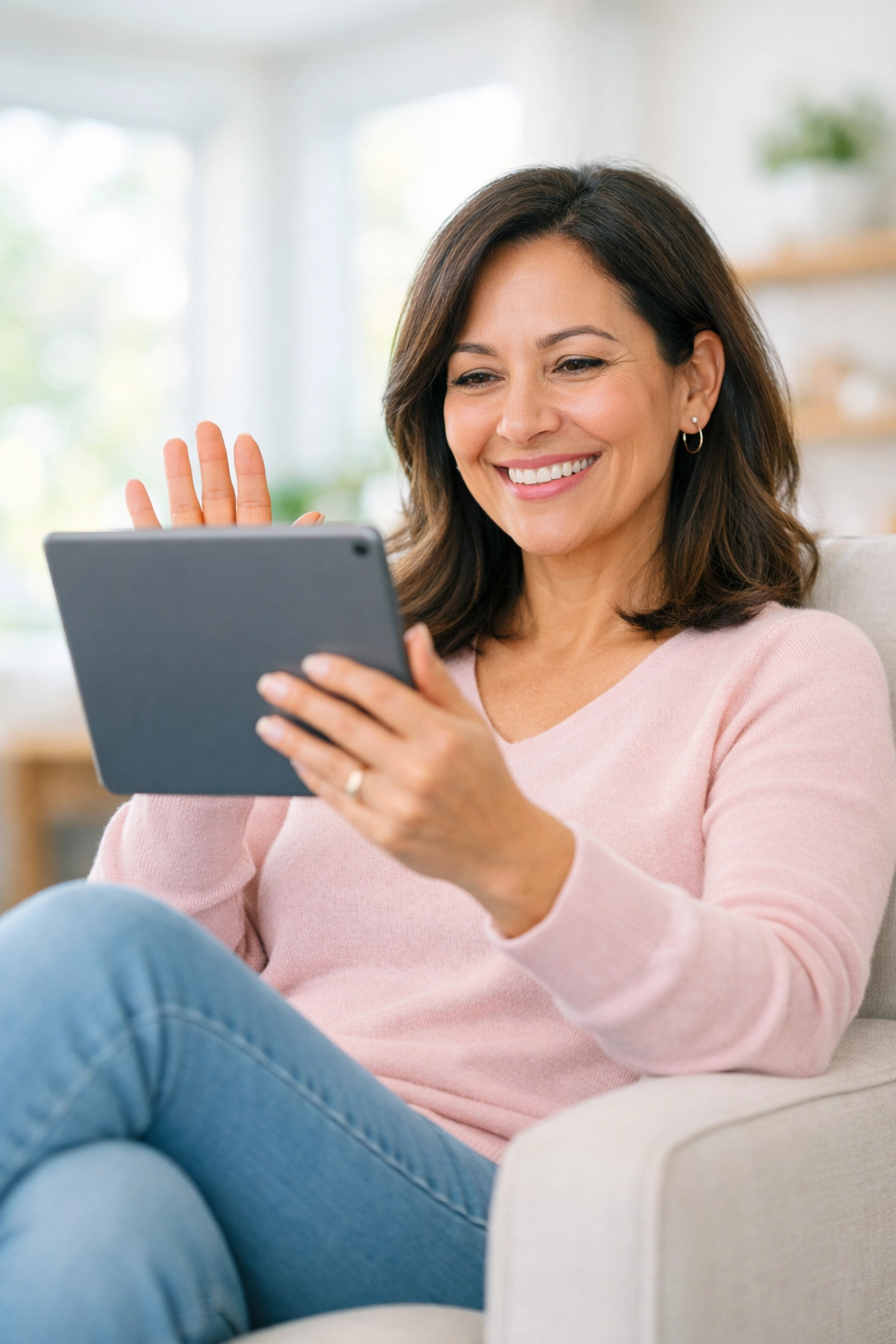 A Louisiana patient participating in a telemedicine consultation with an online weight loss doctor.