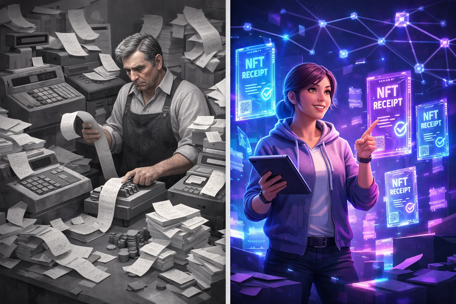 Traditional merchant receipts versus NFT blockchain receipts for Web3 crypto payments