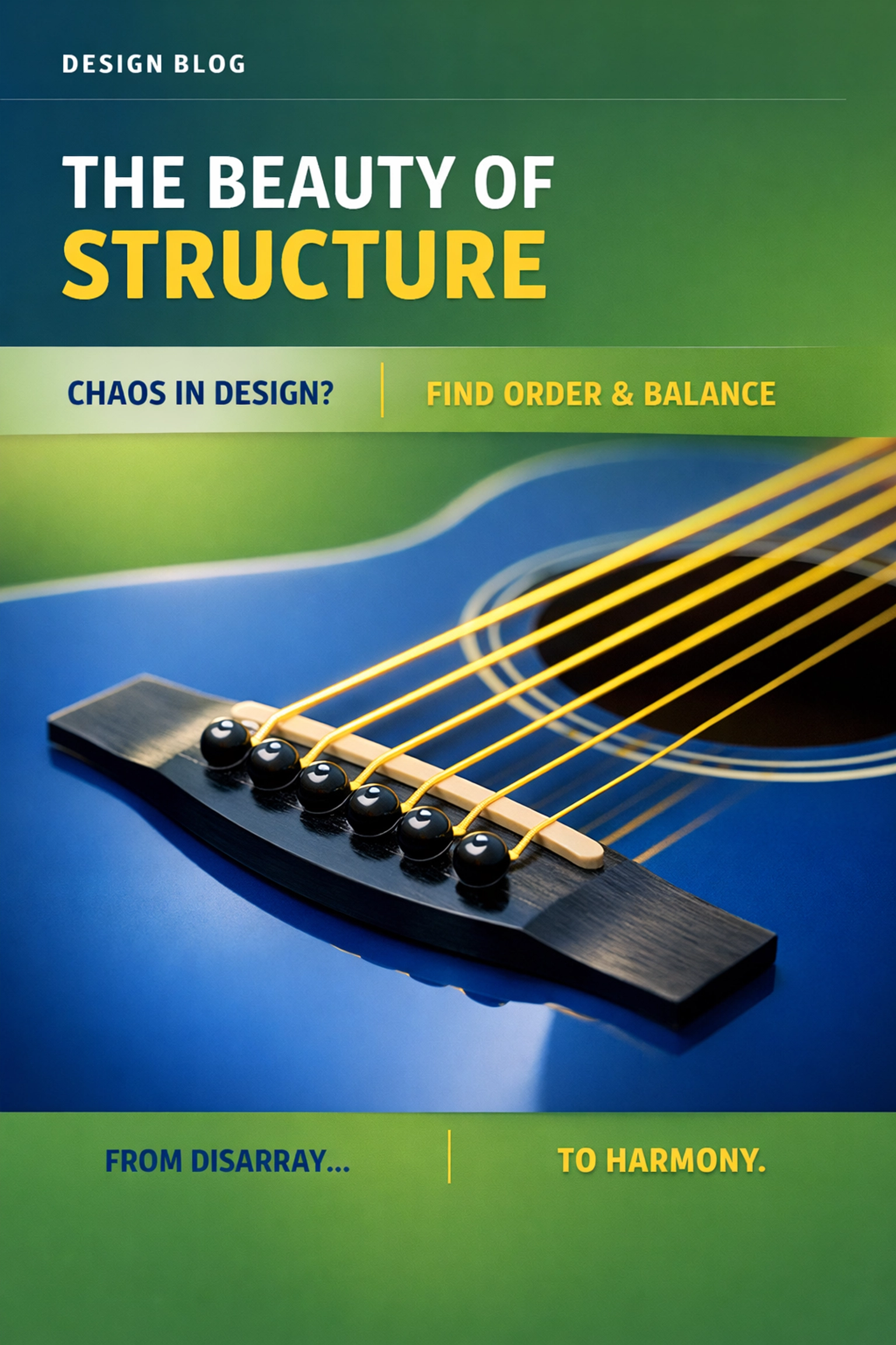 A blue and yellow guitar representing how business structure protects and enables creativity.