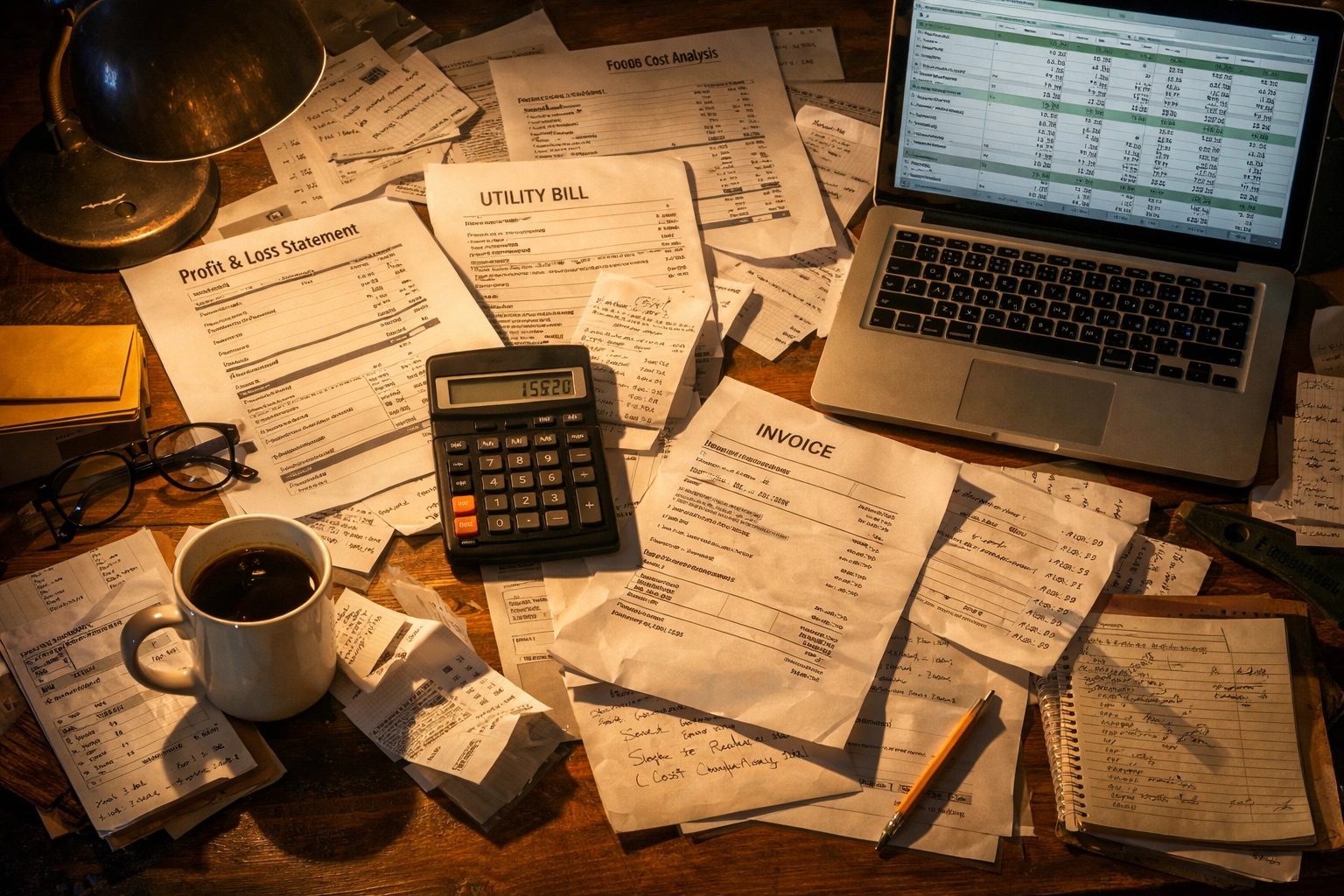 Restaurant business plan financial documents and feasibility study on desk