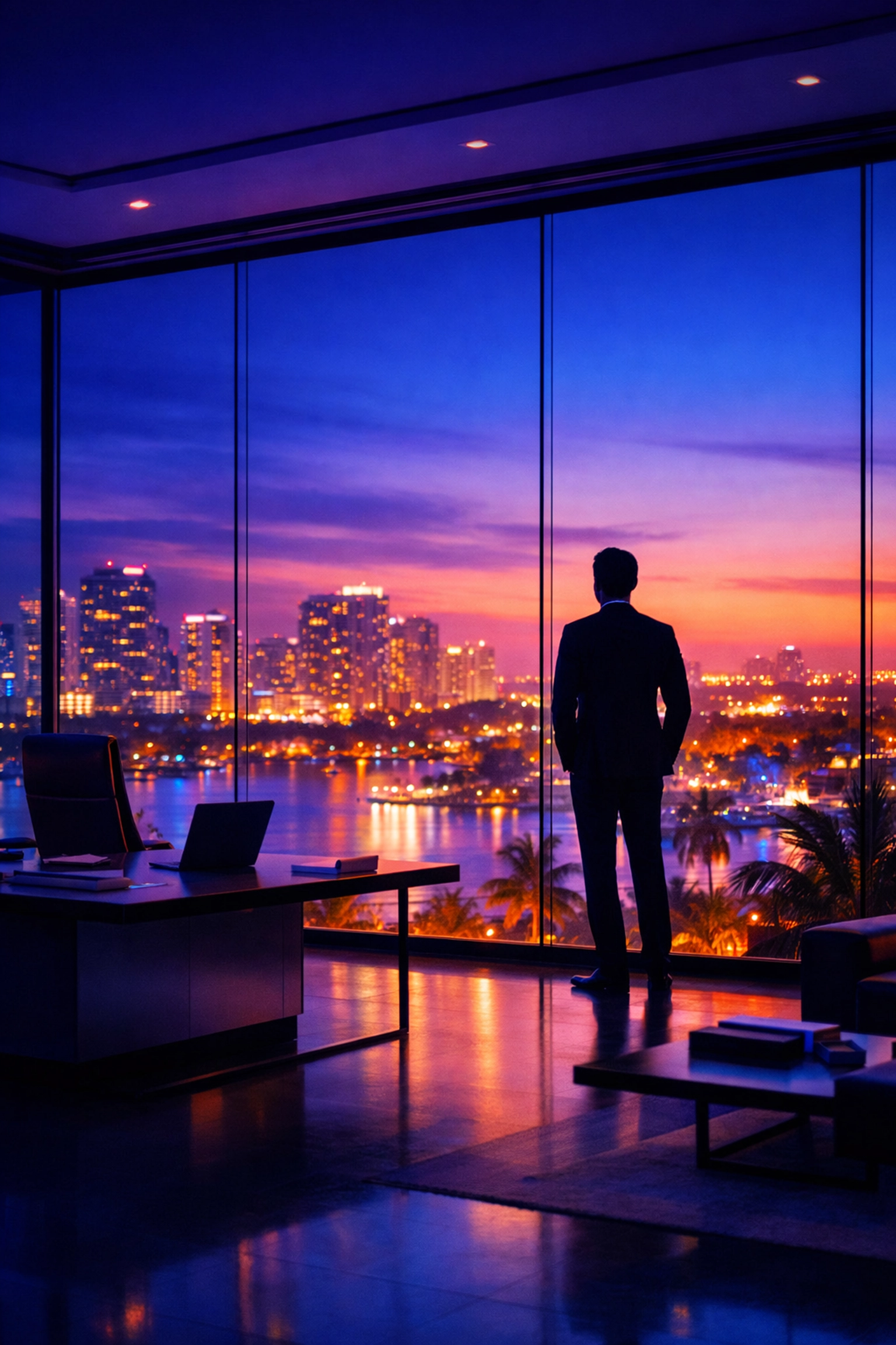 Modern Fort Lauderdale office overlooking the city, representing business scaling with a Fractional CMO.