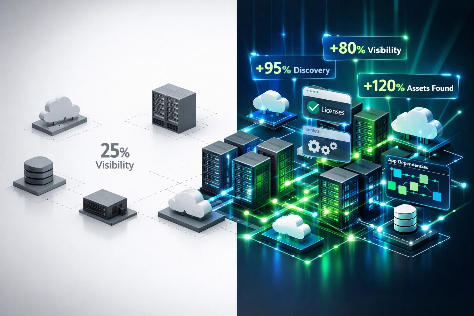 ServiceNow ITOM discovery revealing infrastructure dependencies and hidden IT assets