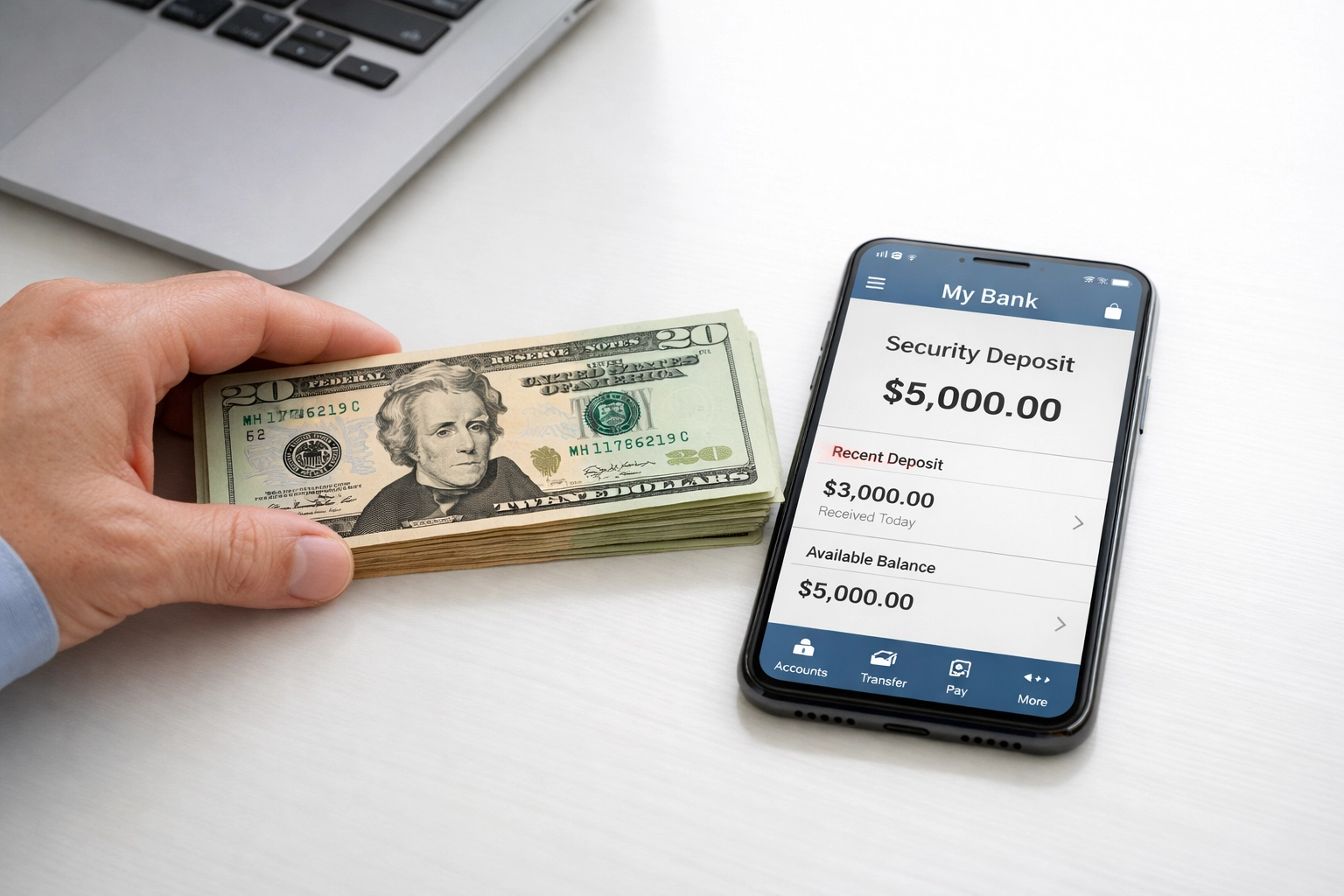 Security deposit cash for secured credit card with banking app