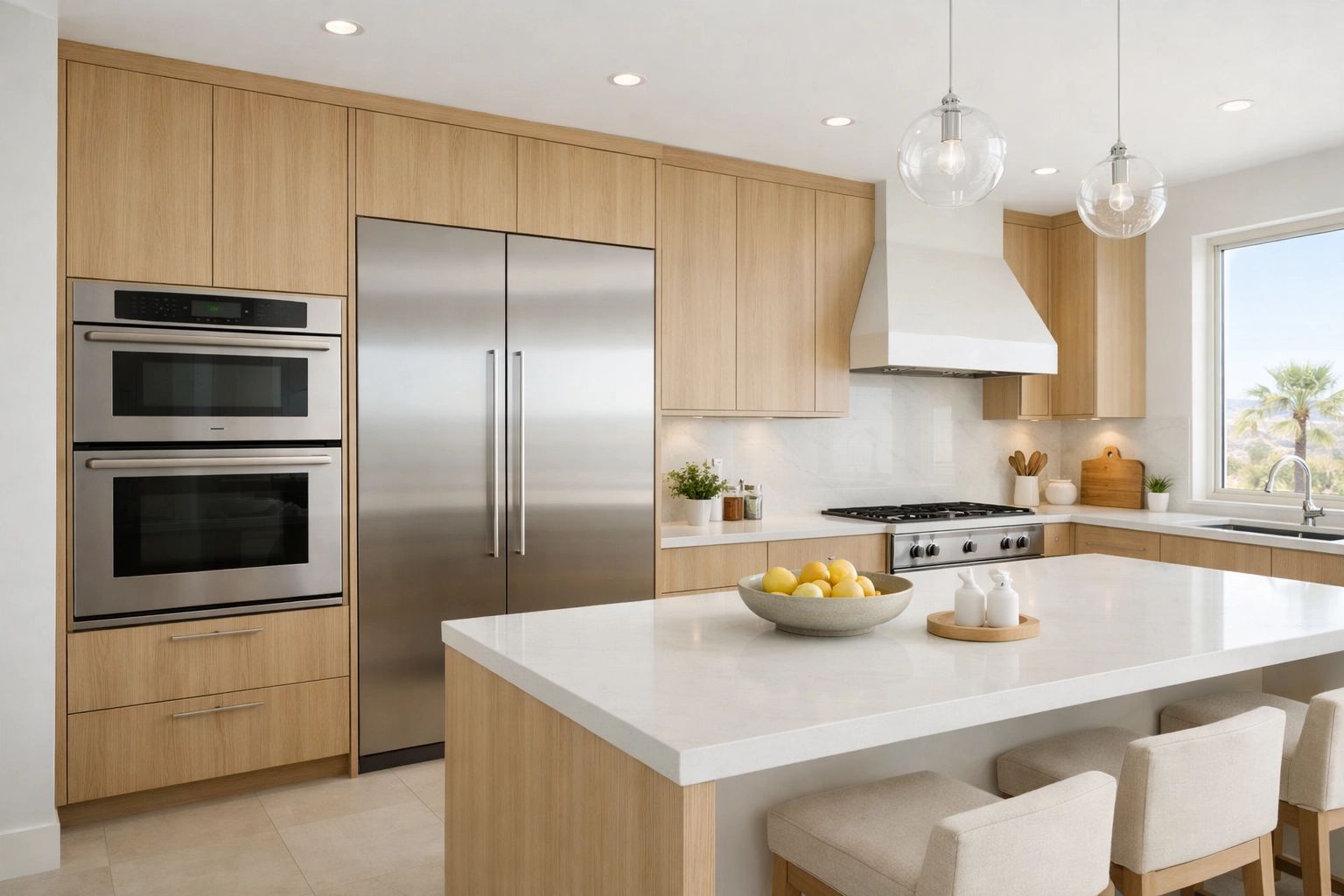 Modern kitchen featuring high-end appliances on dedicated circuits for a Scottsdale home renovation.