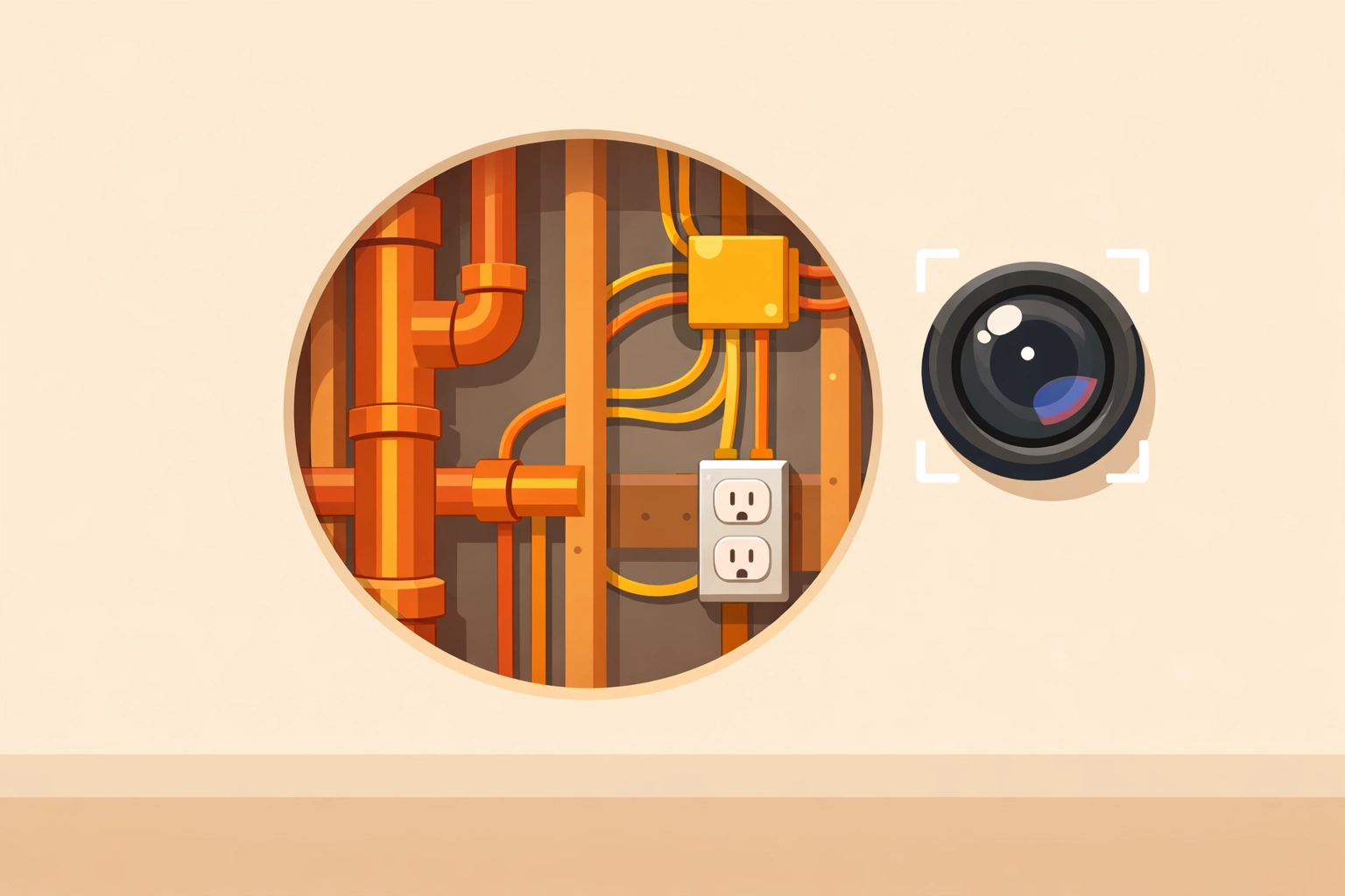 Using a contractor photo app to document plumbing and wiring before closing walls.