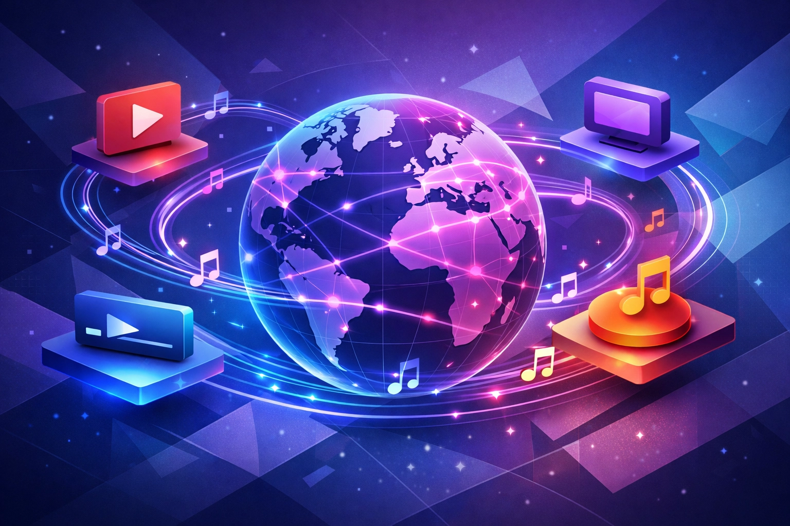 Global music distribution network connecting streaming platforms worldwide