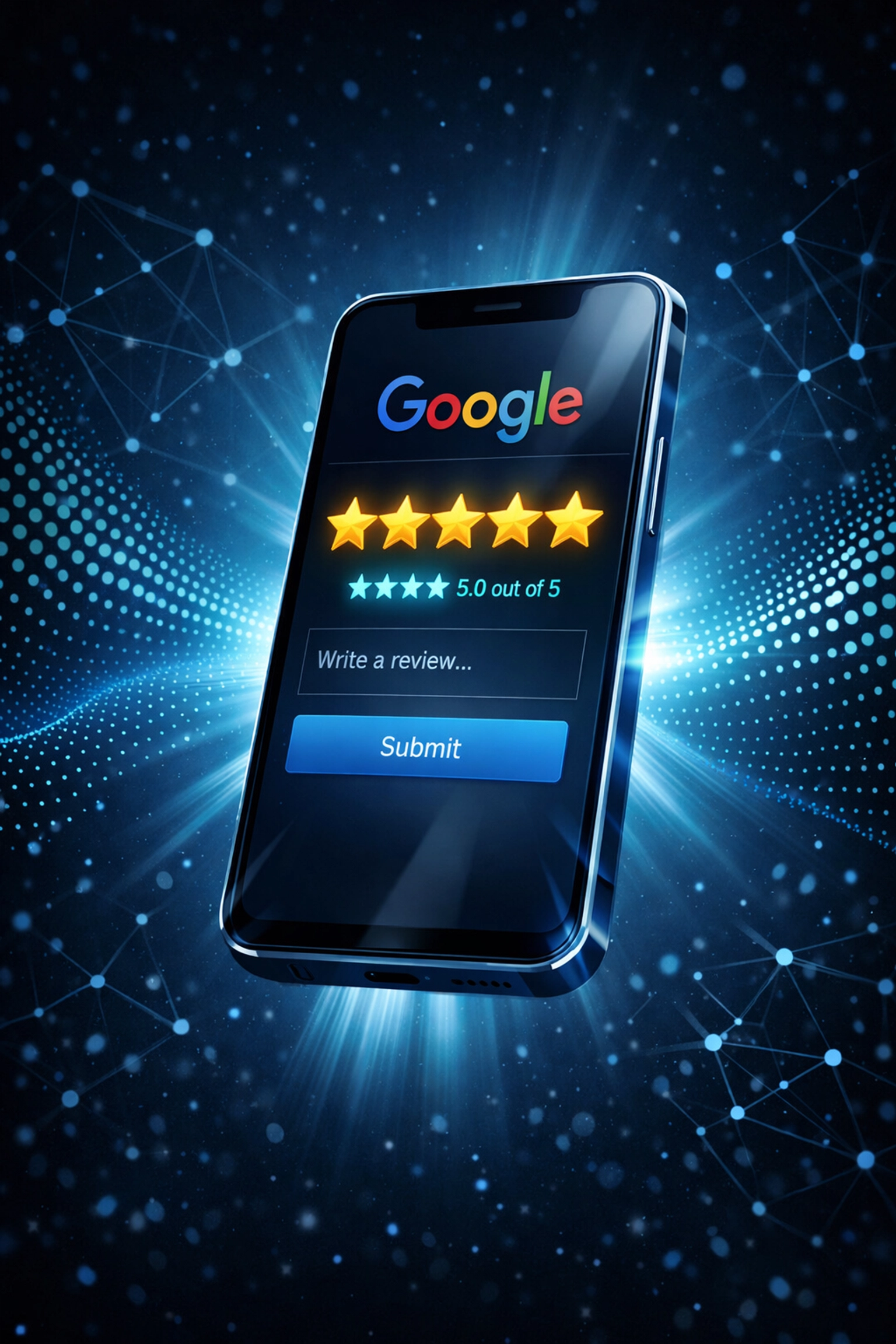 5-star Google reviews displayed on smartphone showing automated review collection system