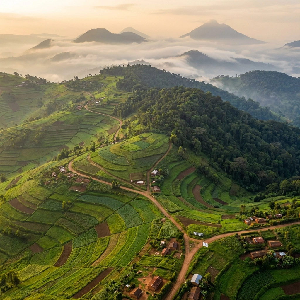 uganda rwanda gorilla safari volcanoes national park scenery